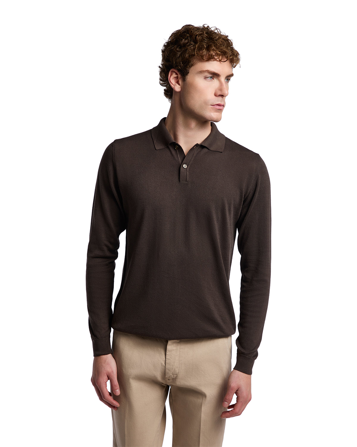 Andrey polo shirt in dark brown cotton