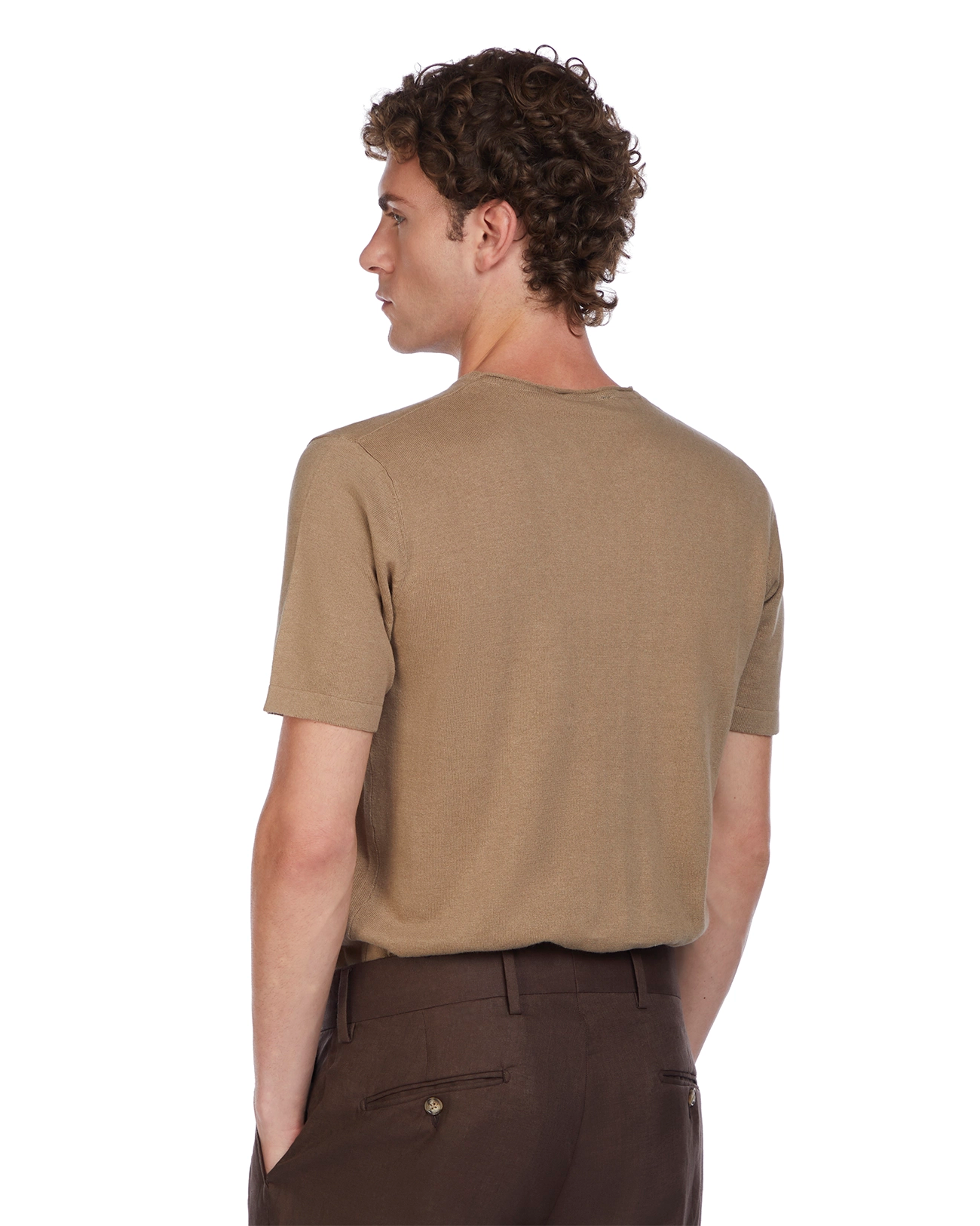Azur T-shirt in linen and cotton mud