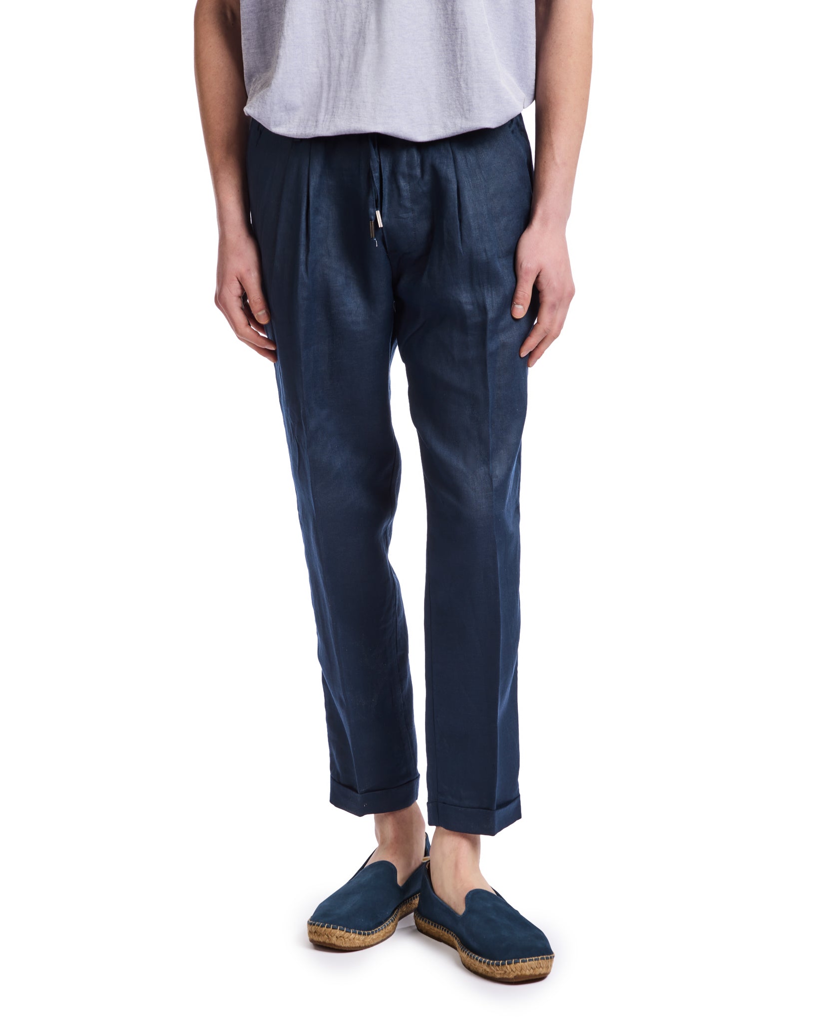 Cary trousers in pure blue linen