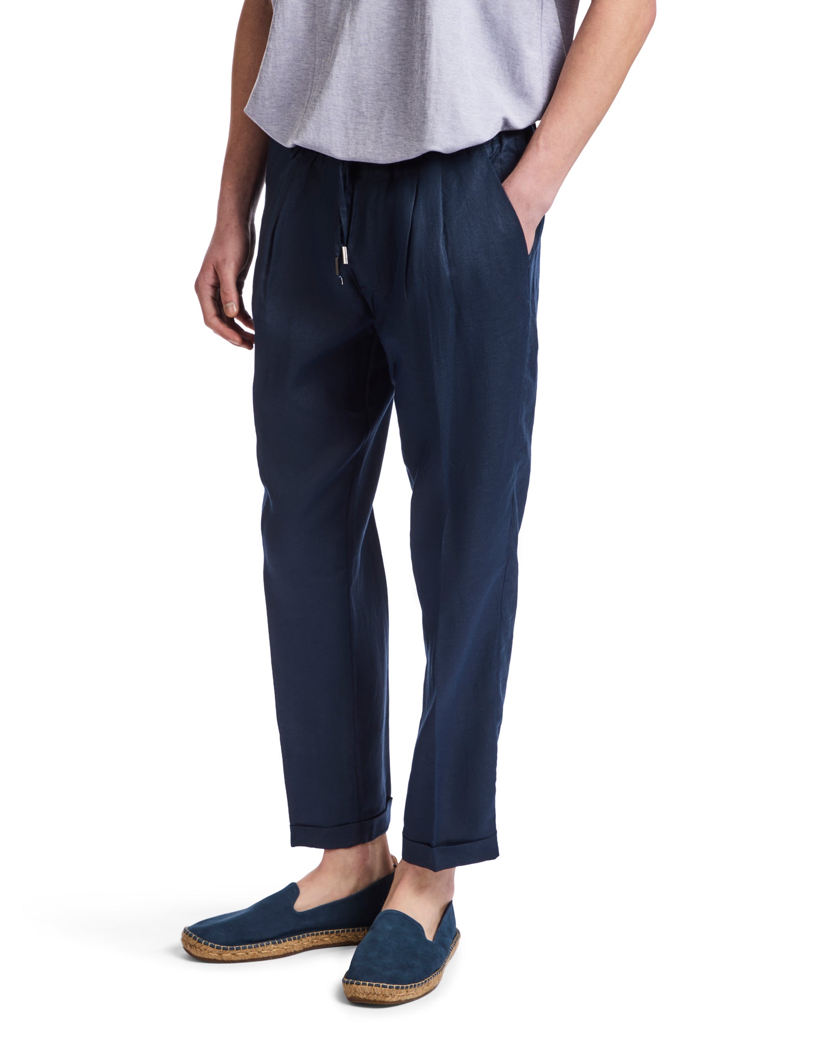 Cary trousers in pure blue linen