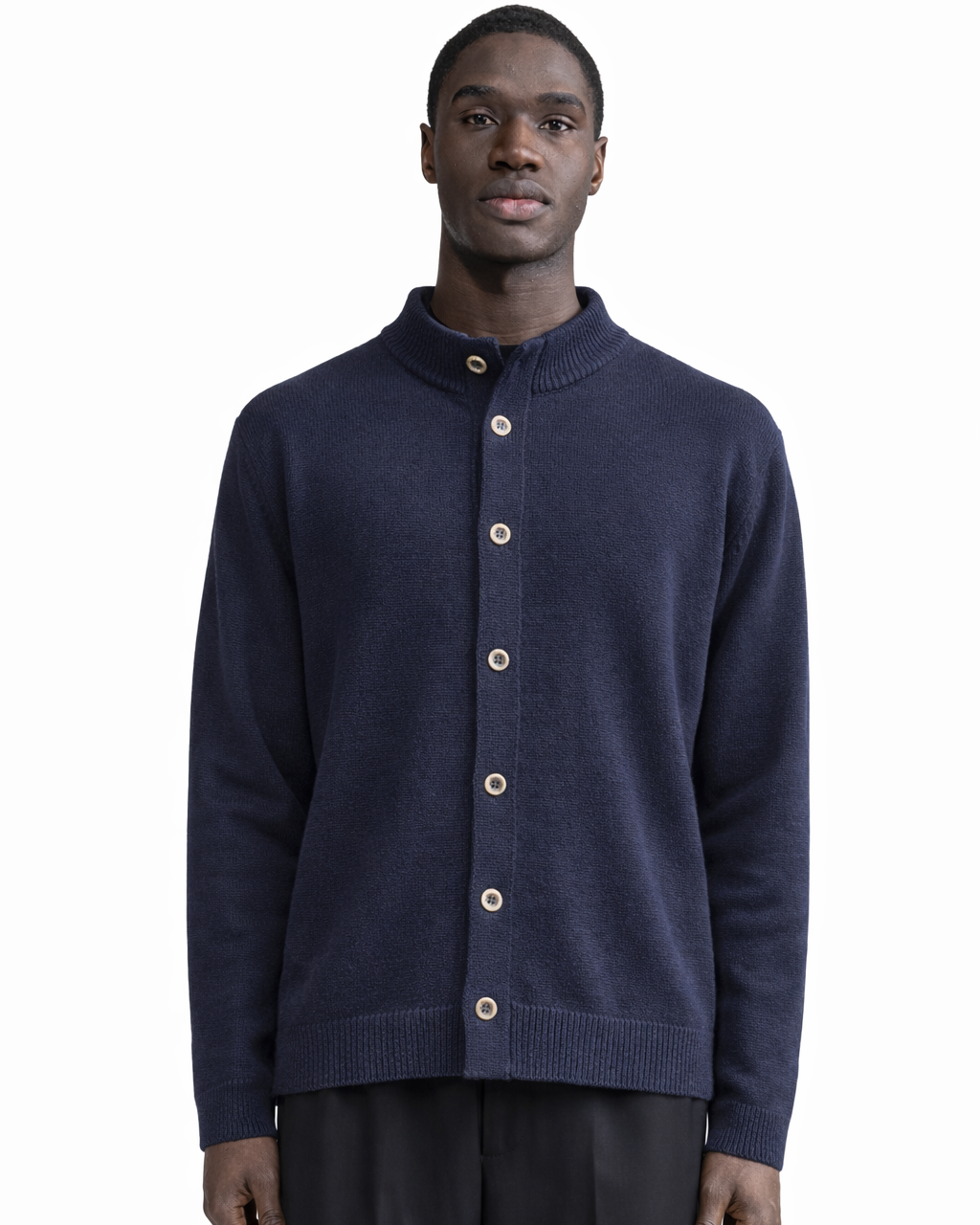 Stromboli knitted jacket in blue wool and cotton