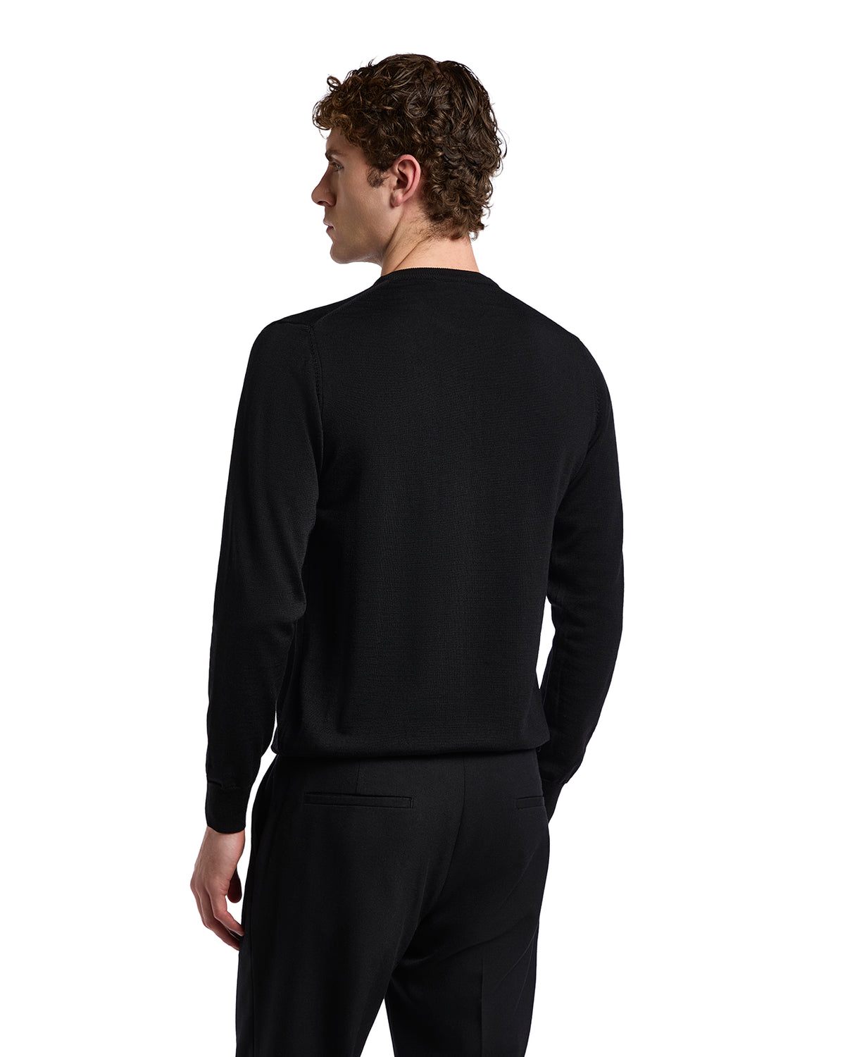 Jersey de cuello redondo Furore en lana merino Tollegno negro