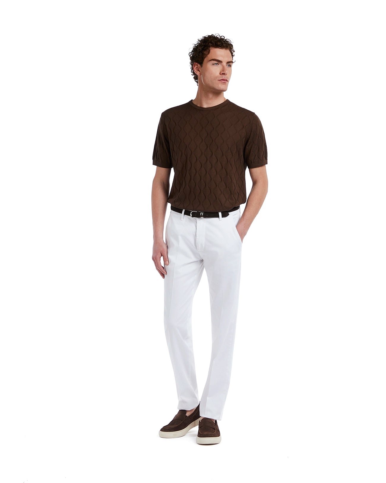 Bjorn wave t-shirt in dark brown knit