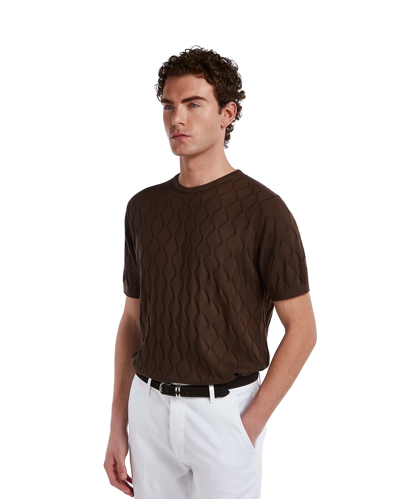 Bjorn wave t-shirt in dark brown knit