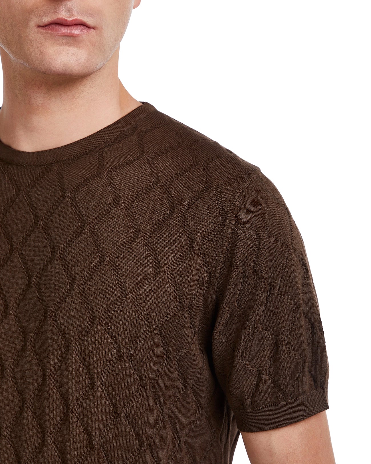 Bjorn wave t-shirt in dark brown knit