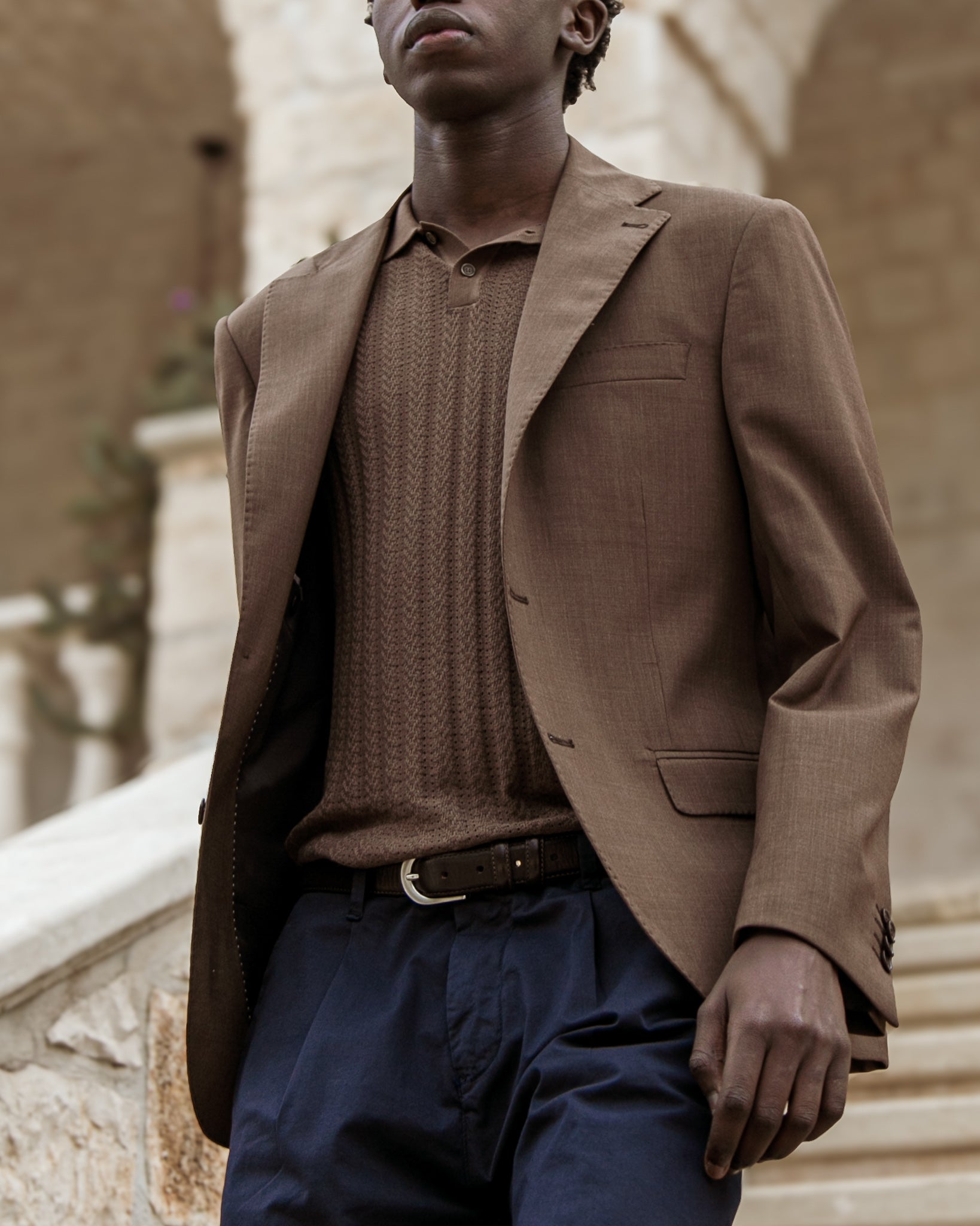 Pedro - polo traforata tabacco