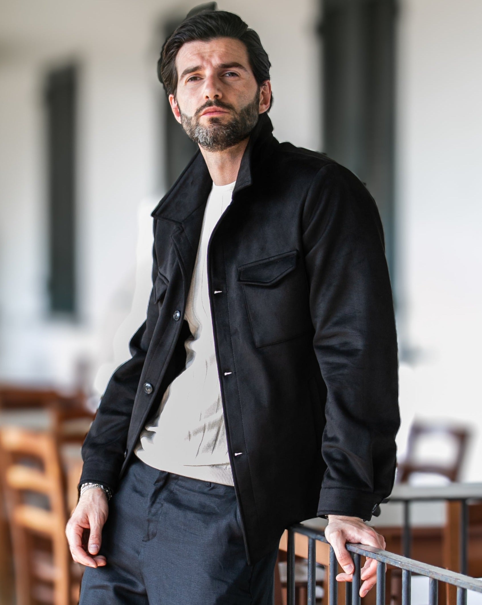 Meridion - veste en daim noir