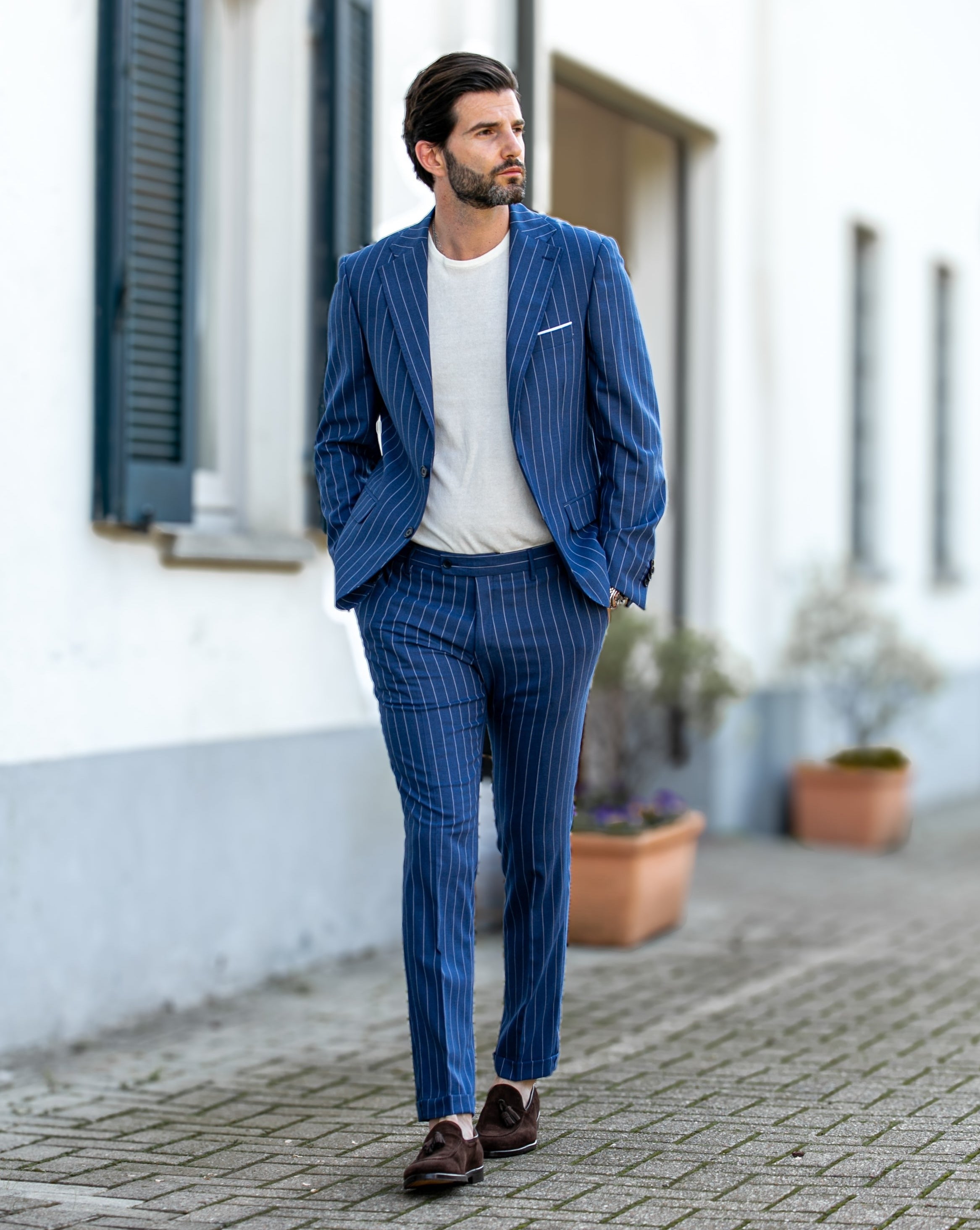 Lille - blue pinstripe single-breasted suit