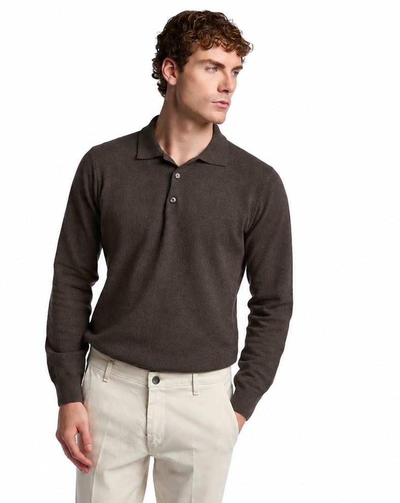 Polo Rovigo en laine Tollegno brun tabac