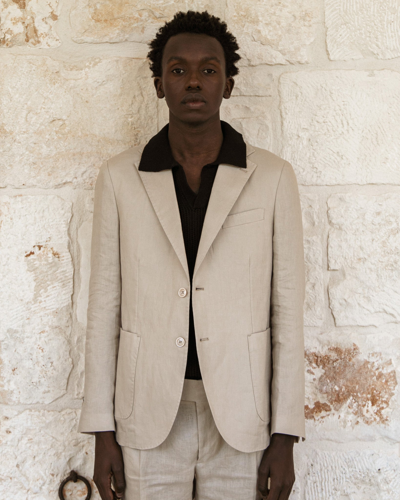 Narni - veste droite en ficelle de lin pur