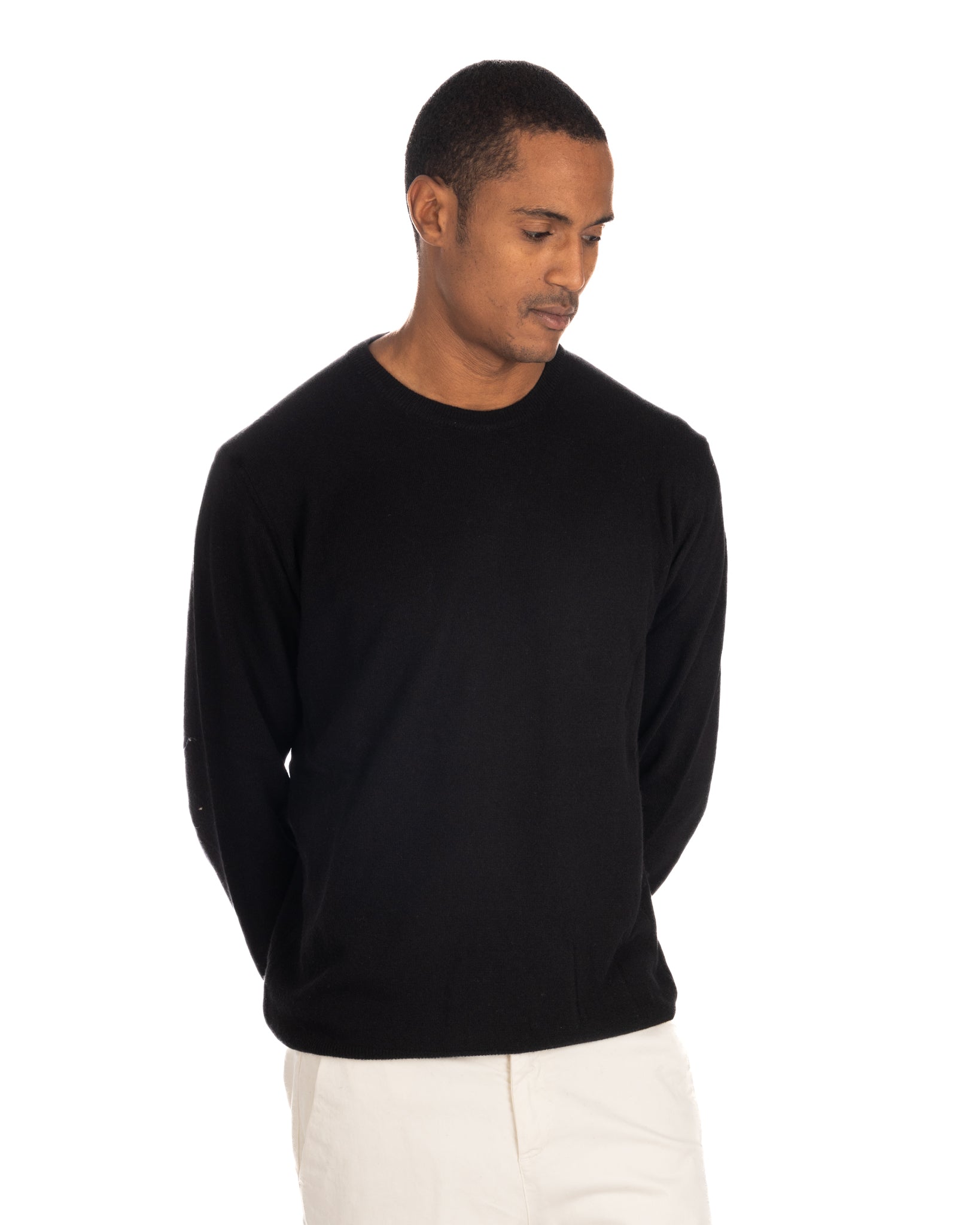 Dustin - black cashmere blend crew neck sweater