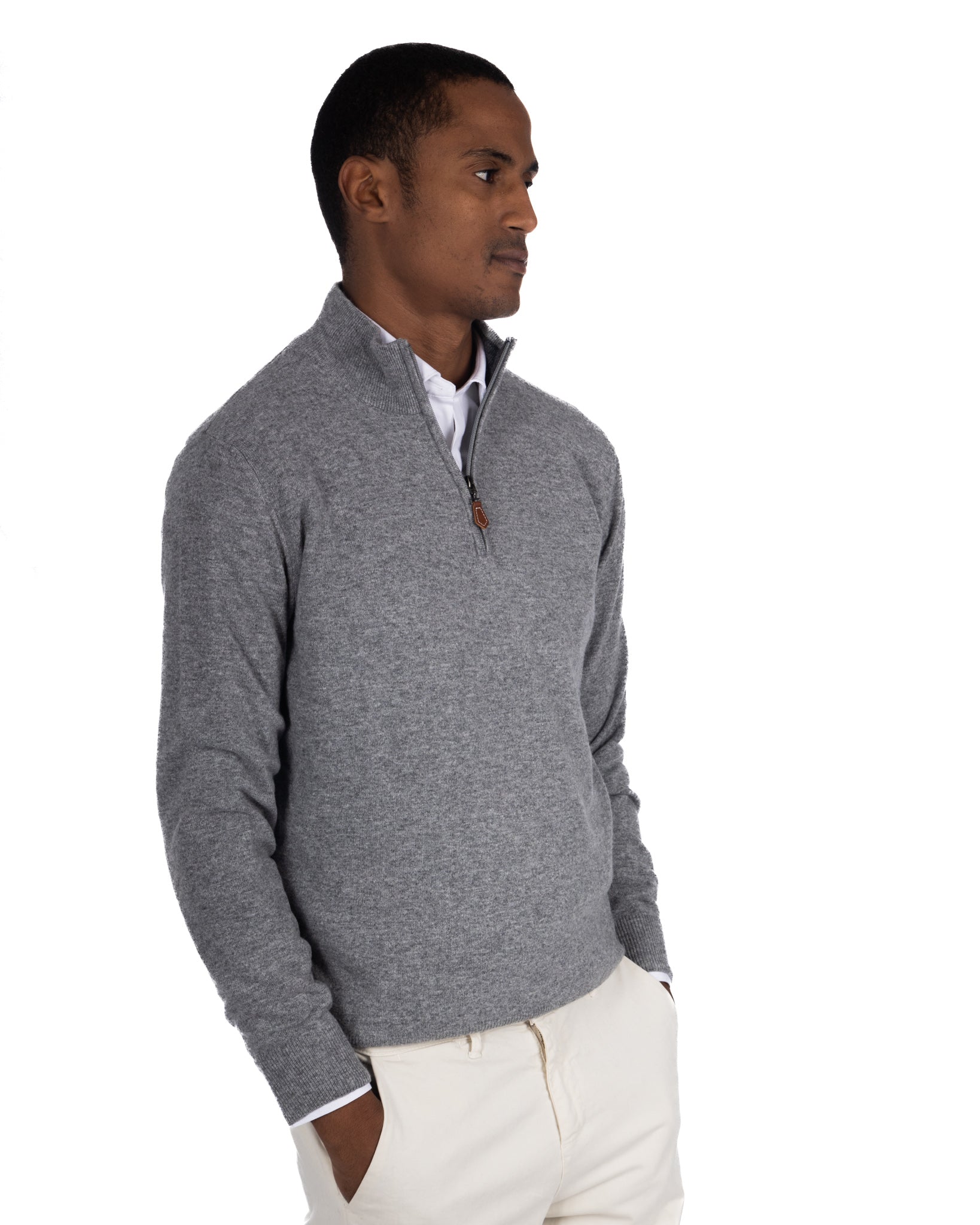 Rory - gray cashmere blend zip sweater