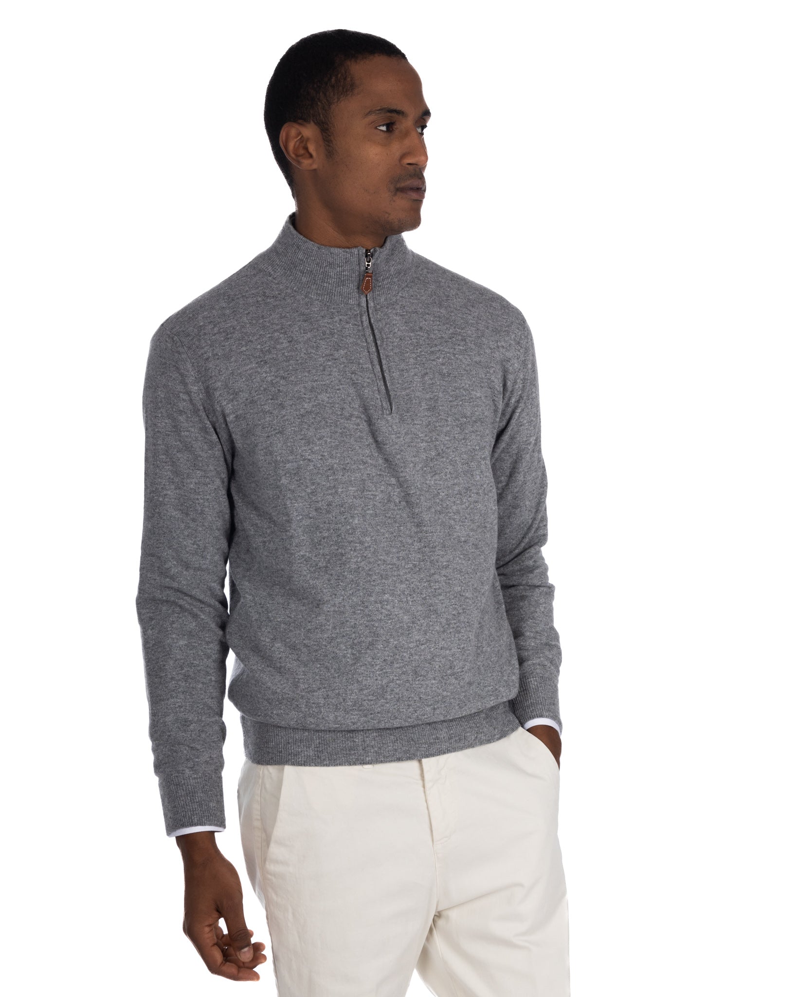 Rory - gray cashmere blend zip sweater
