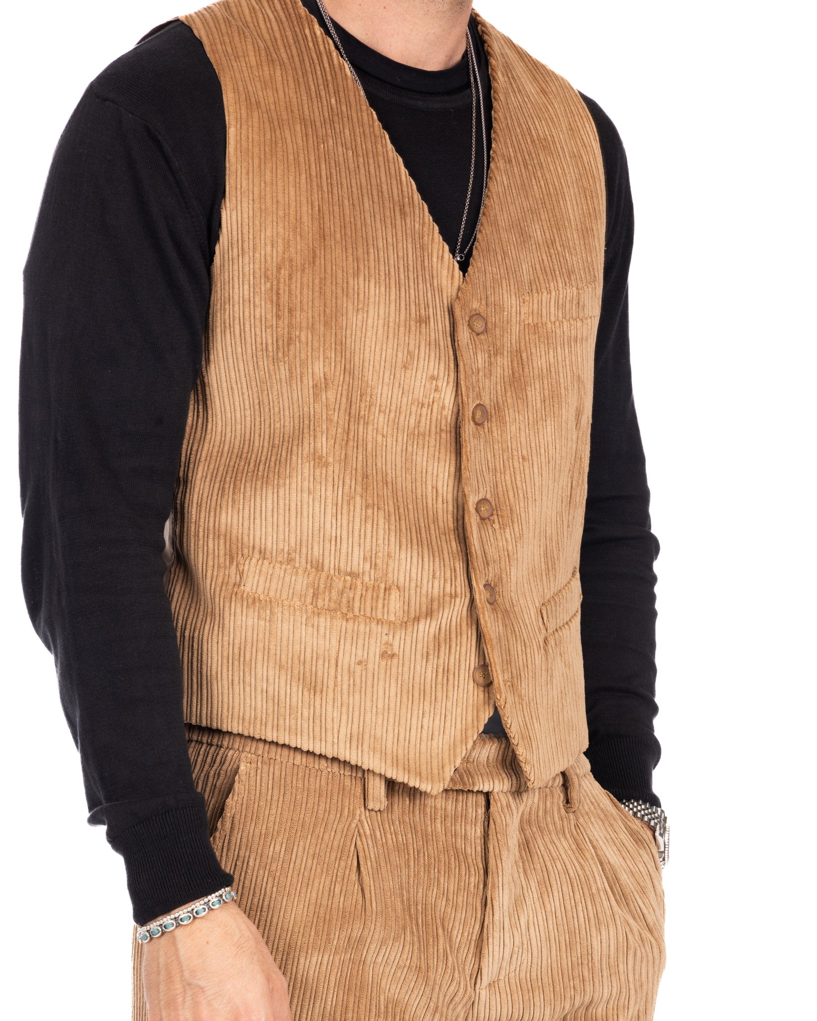 Renè - gilet cammello in velluto