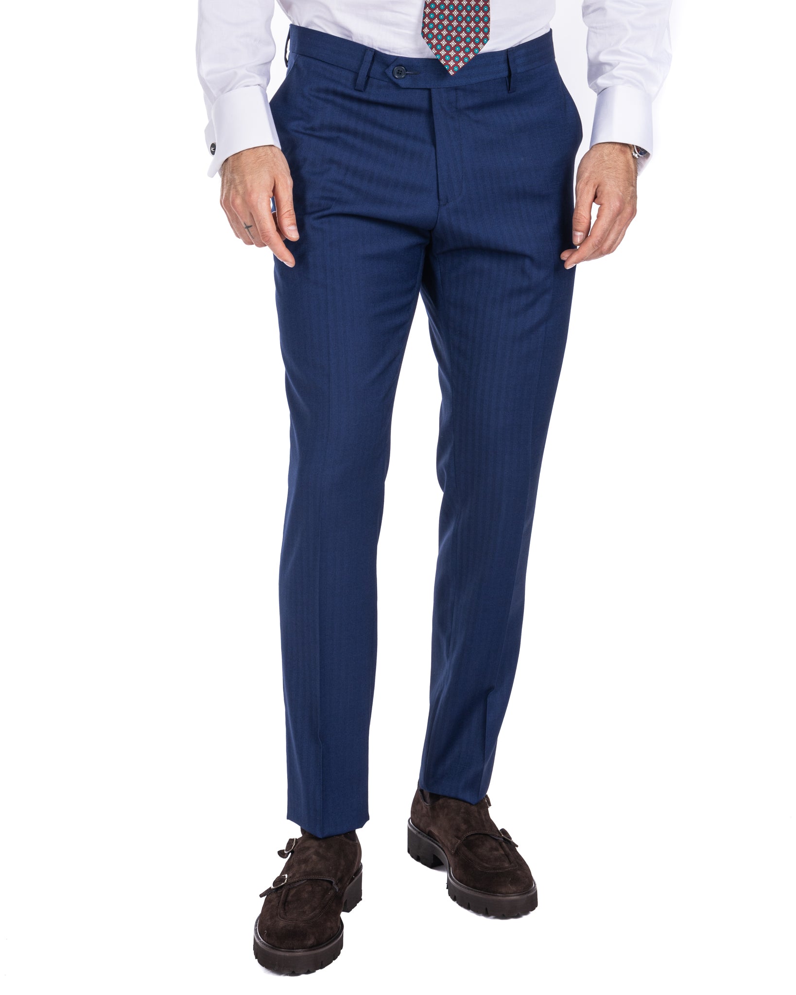 Paris - blue striped double-breasted suit with chrome buttons