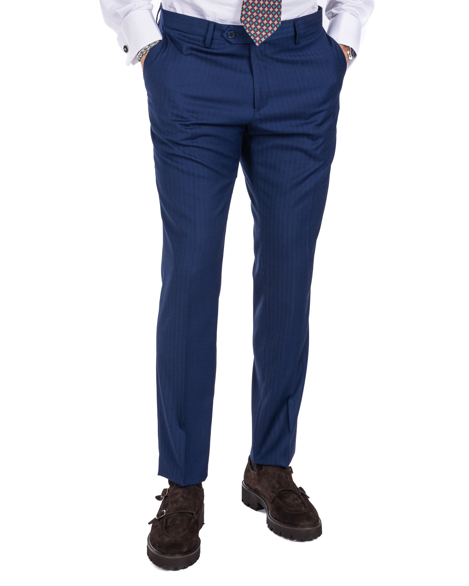 Paris - blue striped double-breasted suit with chrome buttons