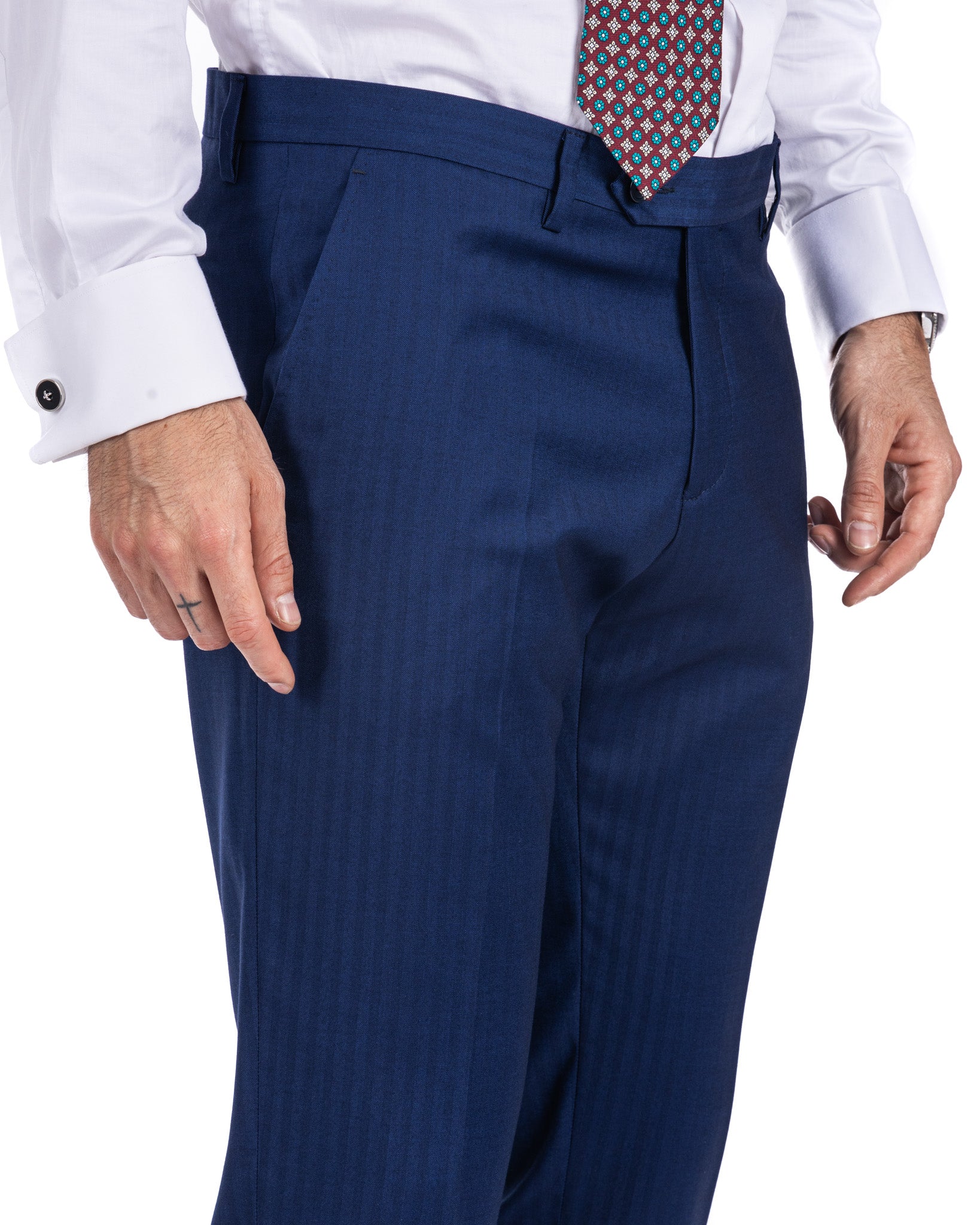 Paris - blue striped double-breasted suit with chrome buttons