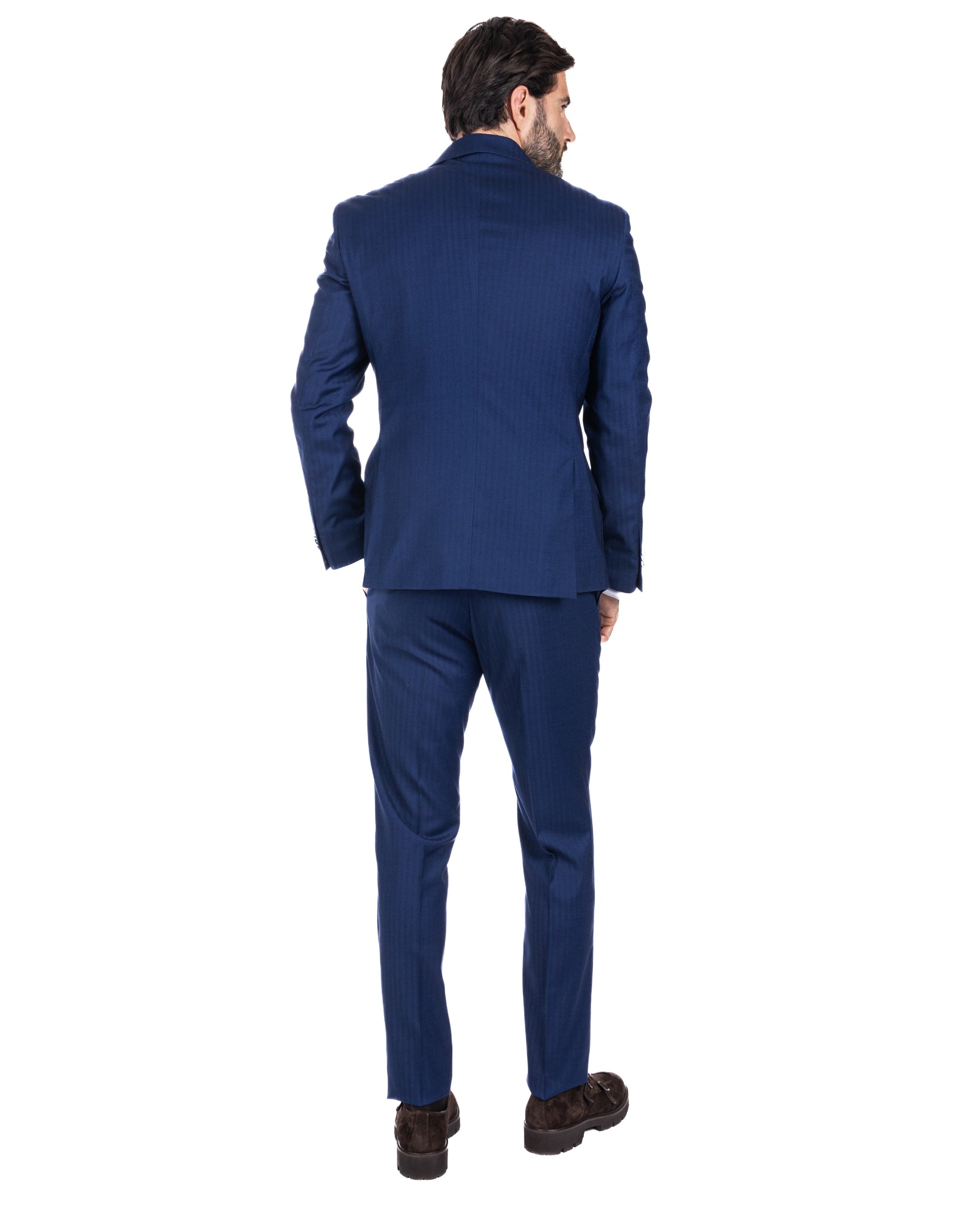 Paris - blue striped double-breasted suit with chrome buttons