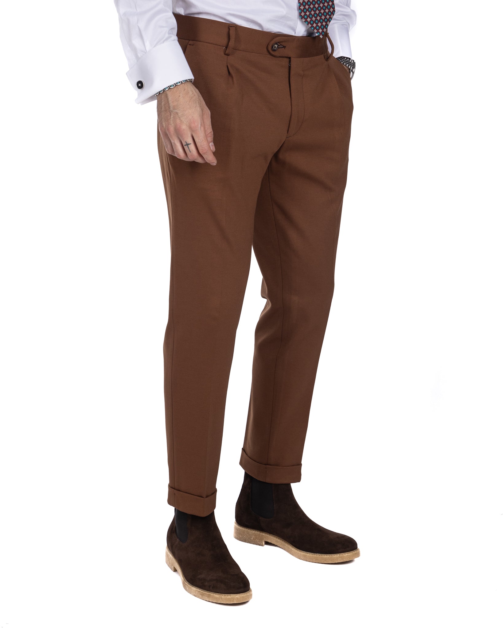Florence - tobacco tailored trousers in Milan stitch