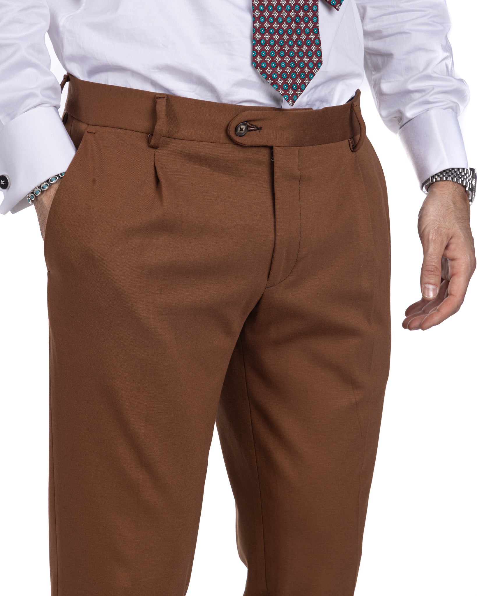 Florence - tobacco tailored trousers in Milan stitch