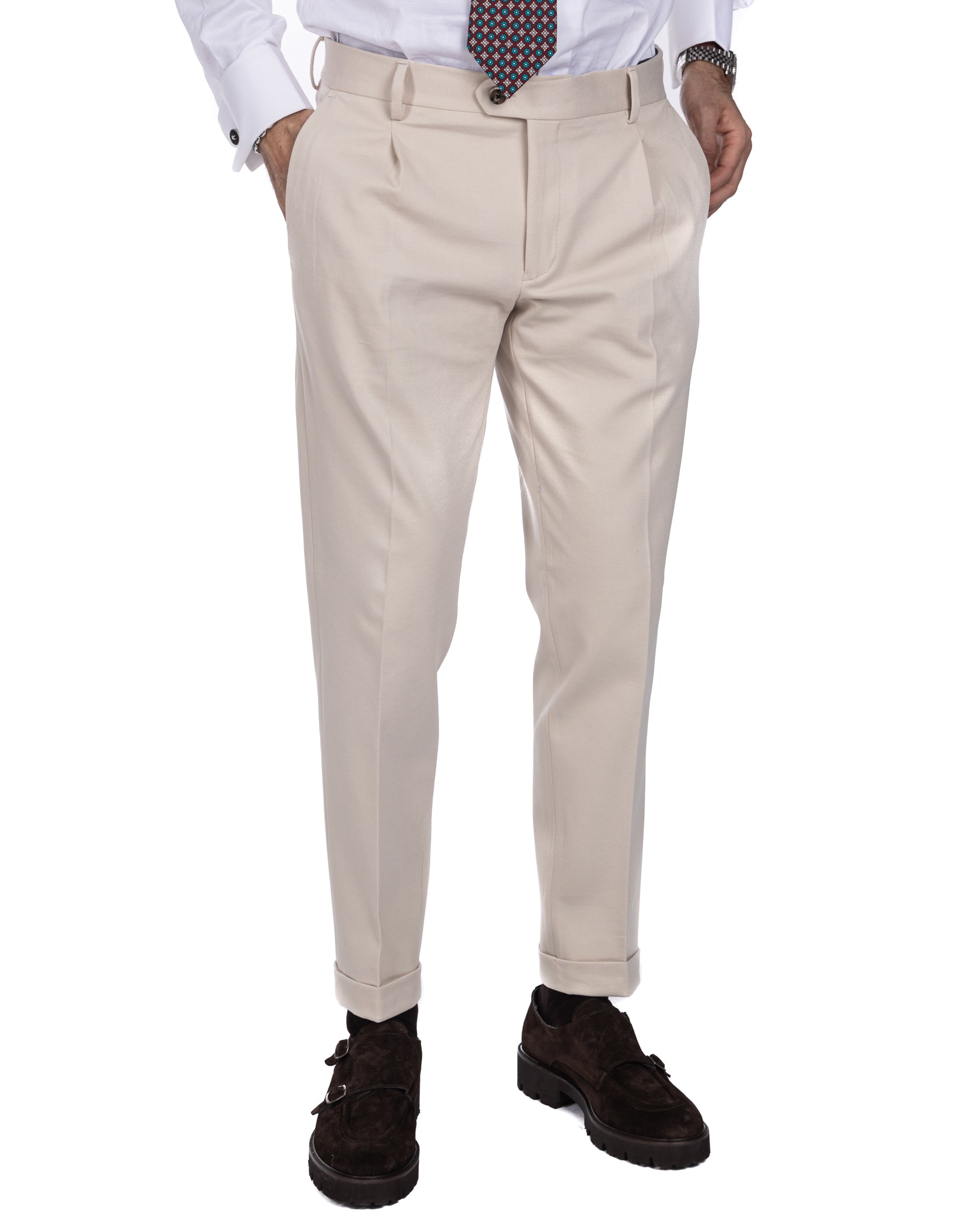 Florence - trousers with a cream pleat in Milan stitch