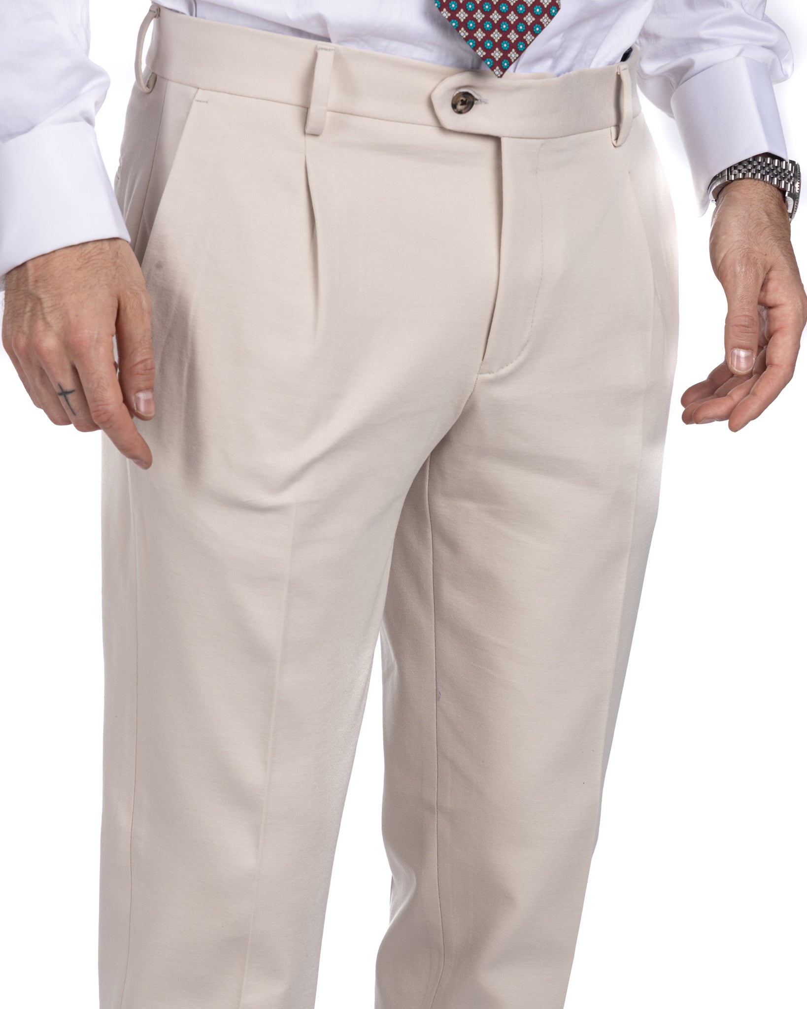 Florence - trousers with a cream pleat in Milan stitch