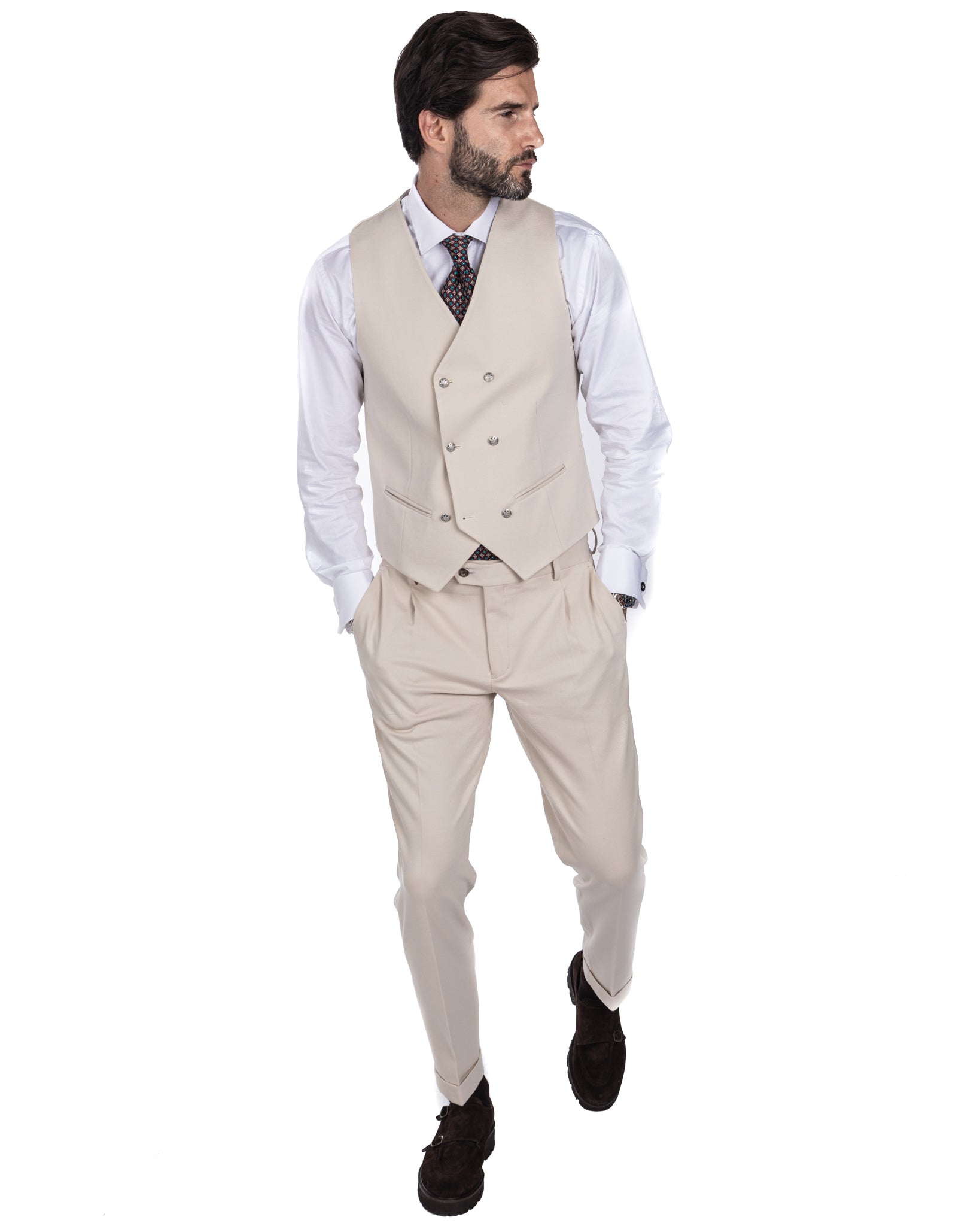 Florence - trousers with a cream pleat in Milan stitch