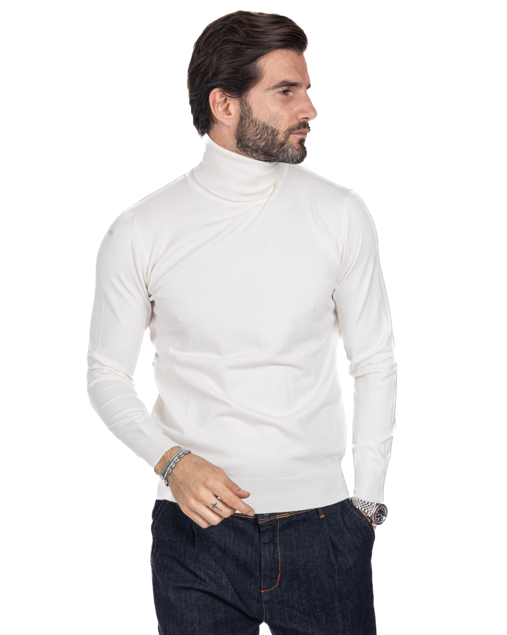 Basic white turtleneck