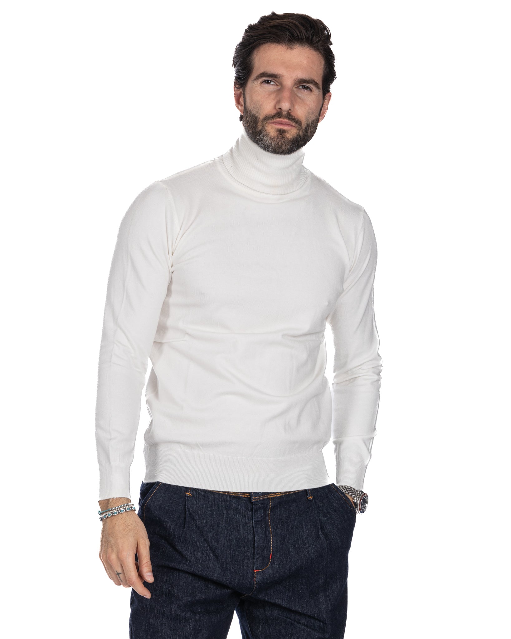 Basic white turtleneck