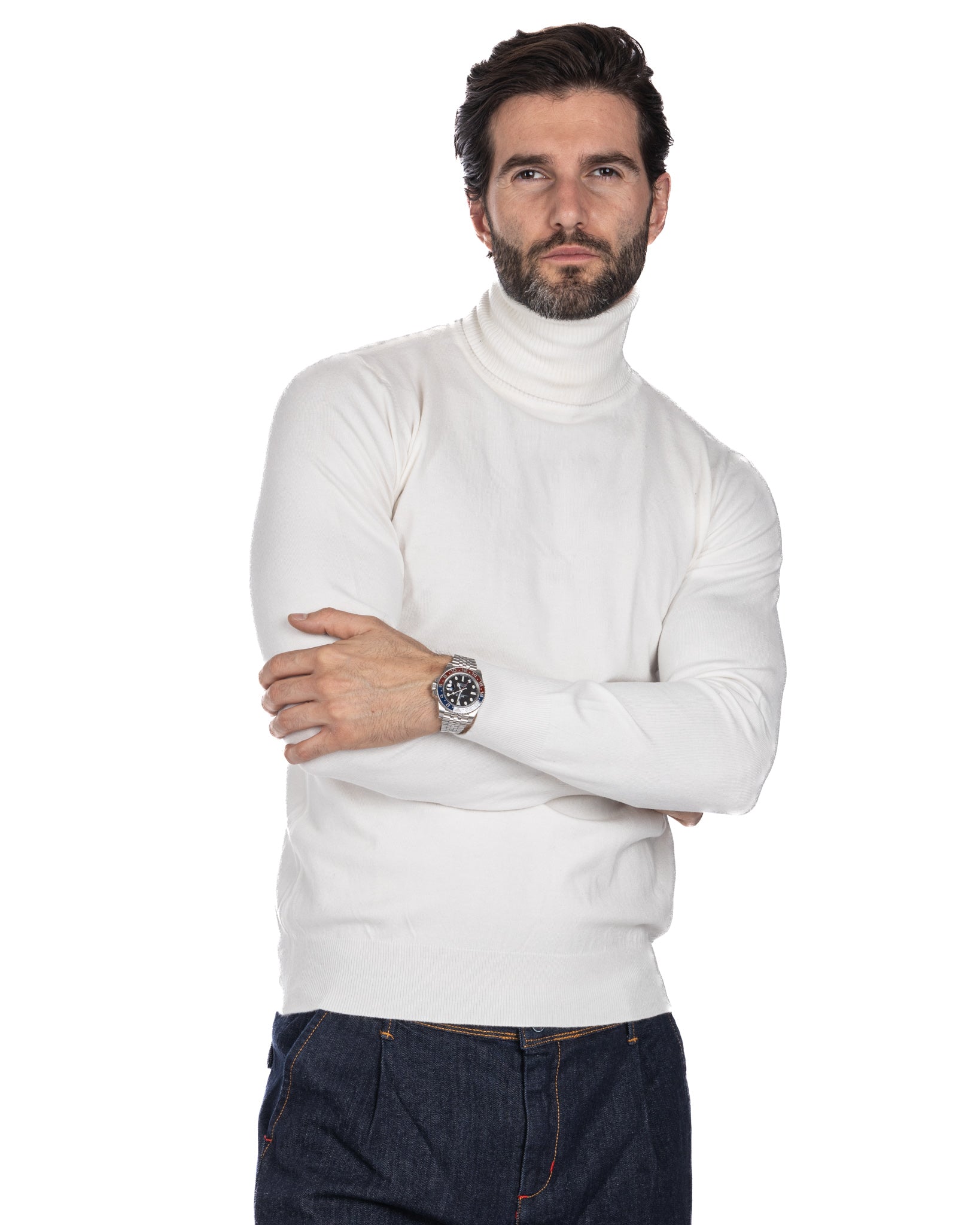 Basic white turtleneck
