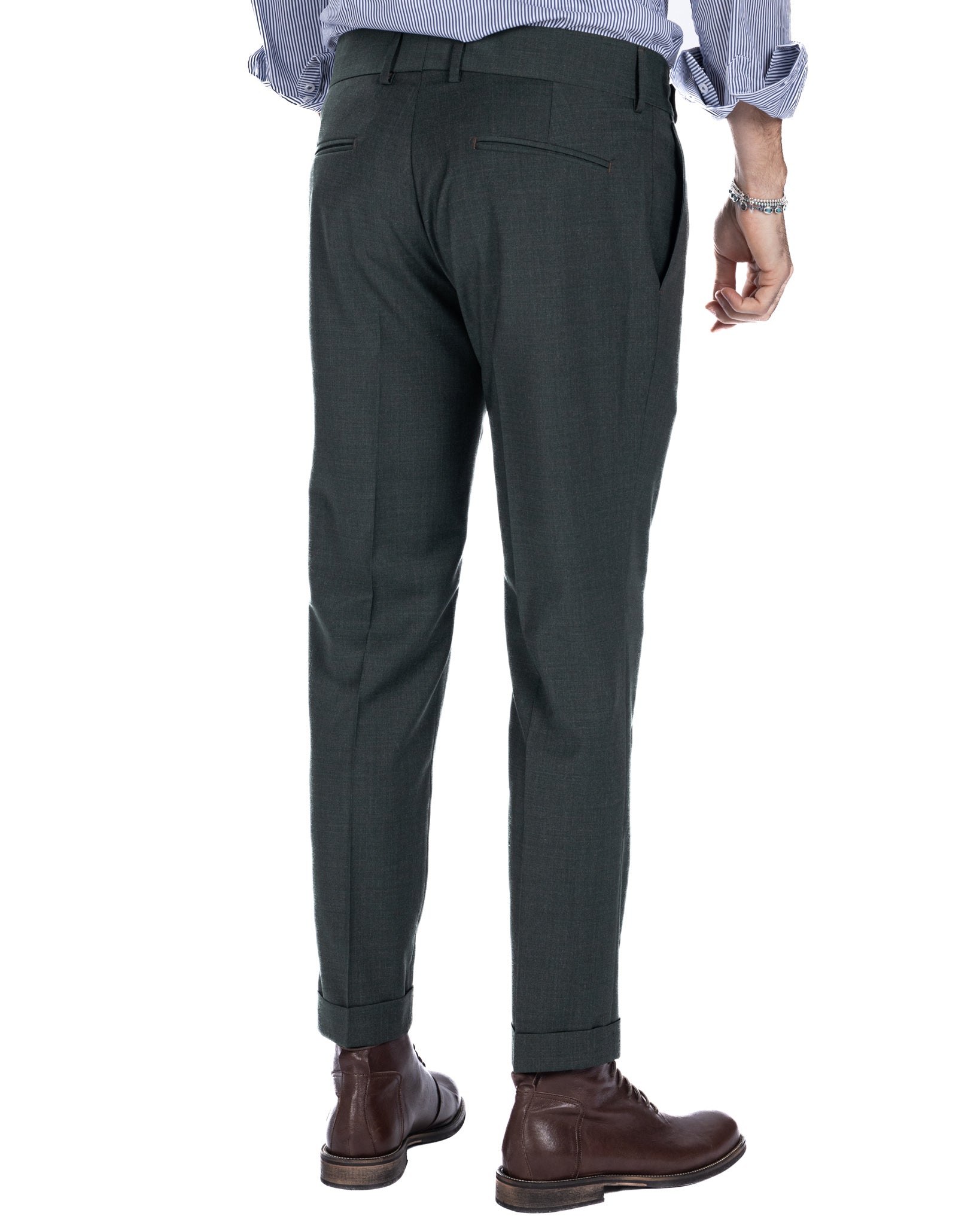 Italian - high-waisted military trousers in wool blend