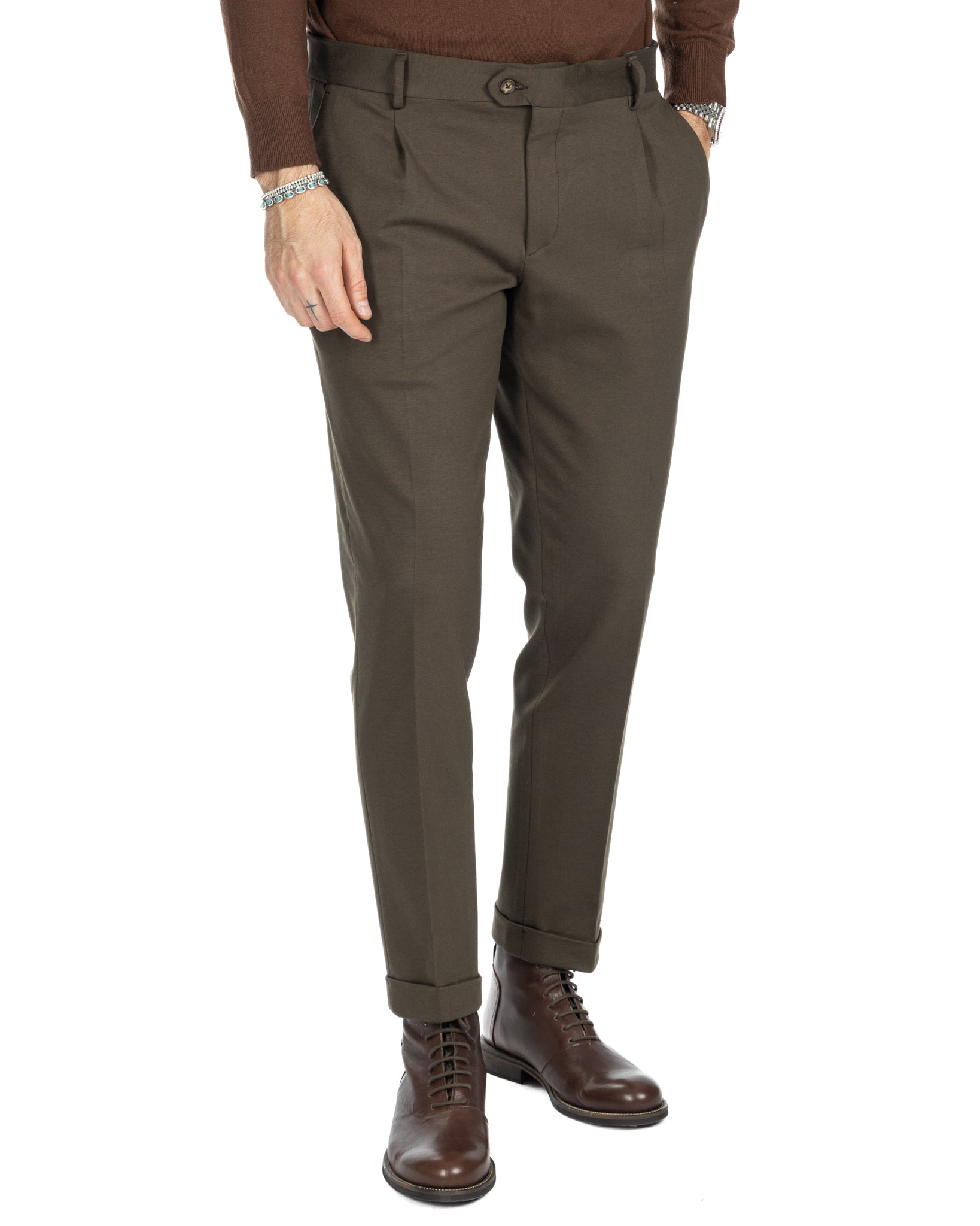Florence - trousers with a military pleat in Milan stitch
