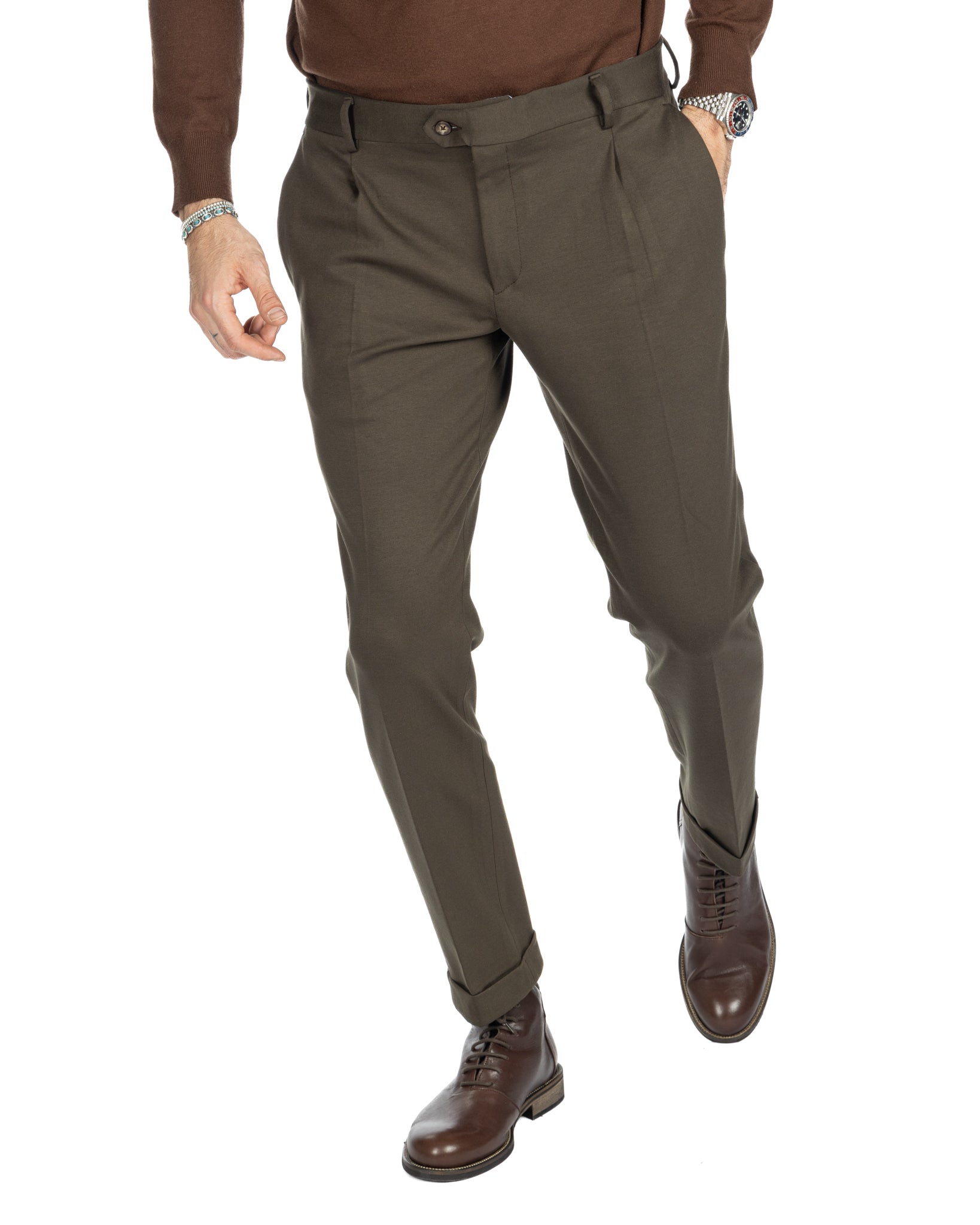 Florence - trousers with a military pleat in Milan stitch