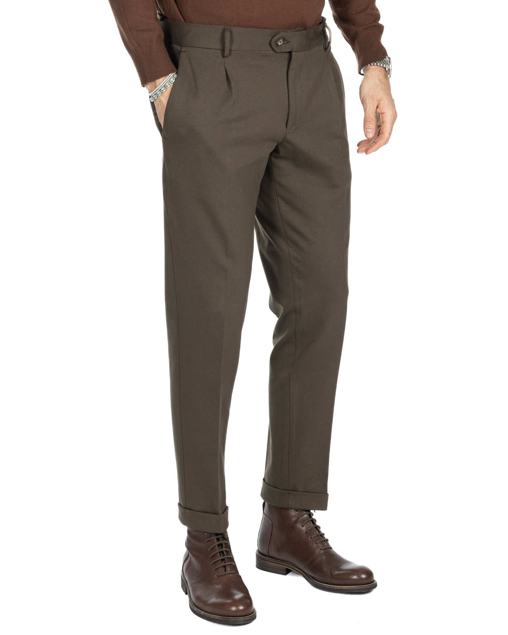 Florence - trousers with a military pleat in Milan stitch