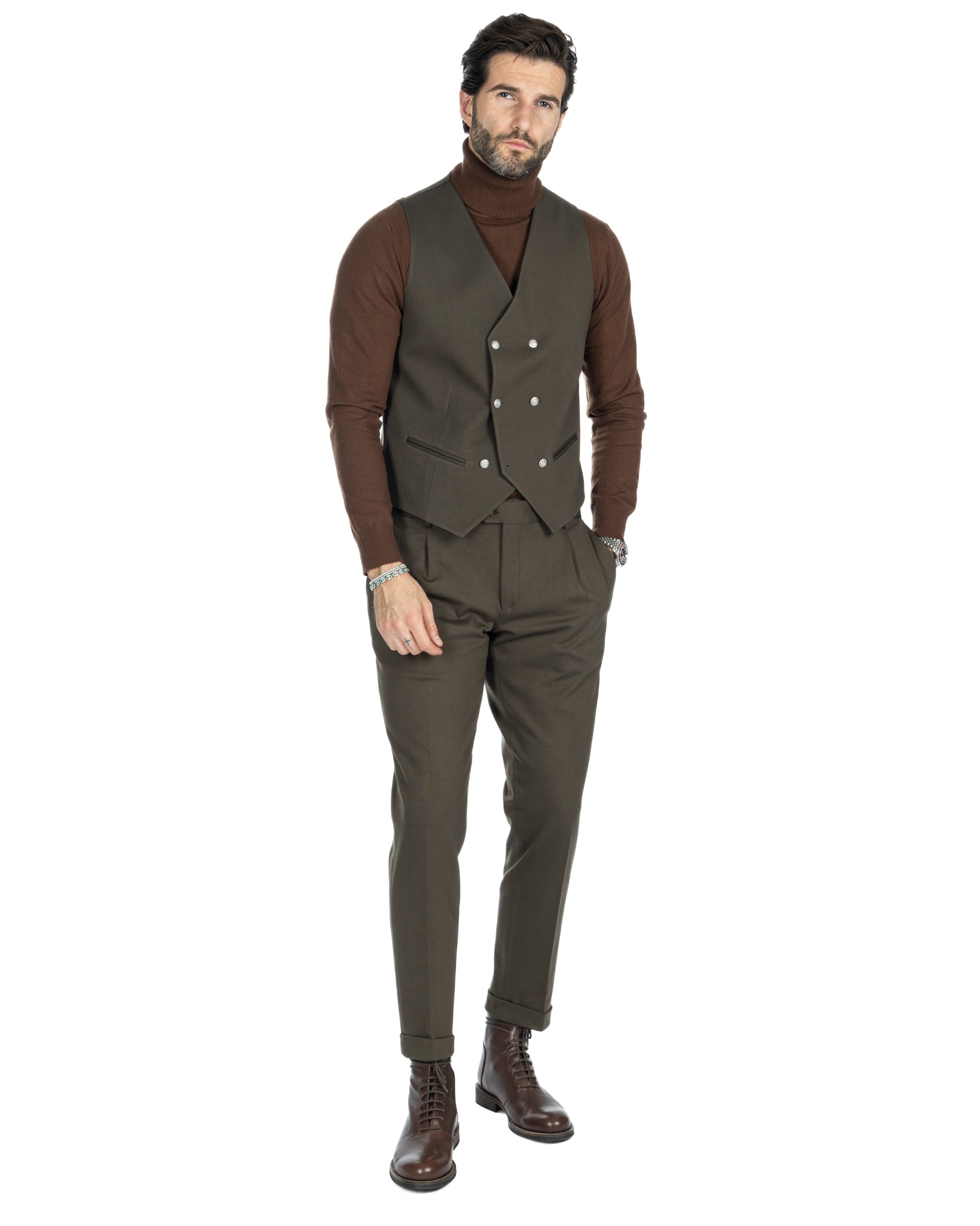 Florence - trousers with a military pleat in Milan stitch