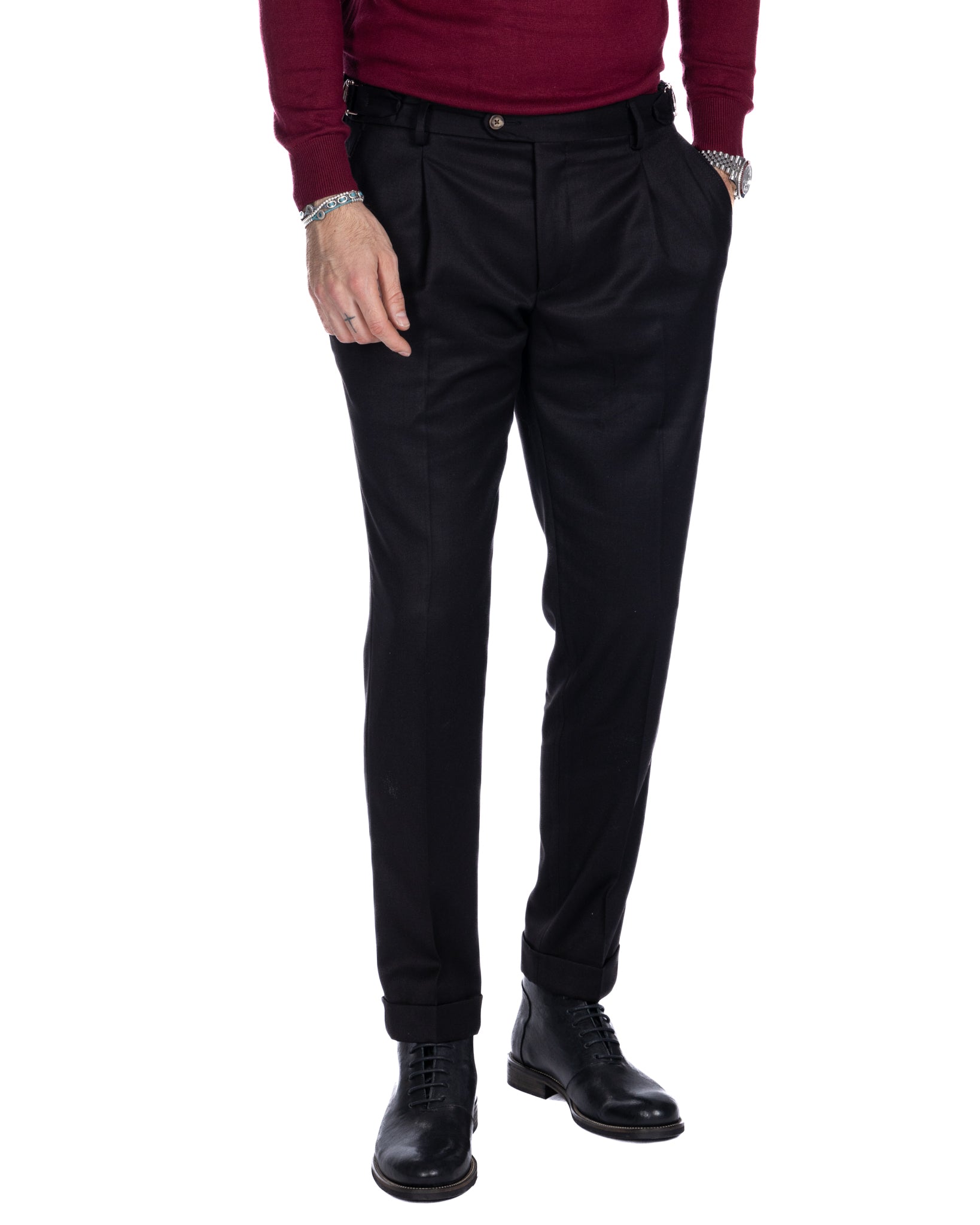 Monopoli - pantalone con fibbie nero