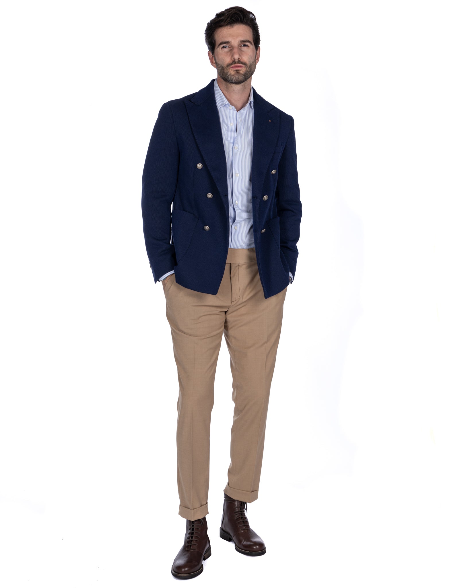 Adolfo - blue double-breasted jersey jacket