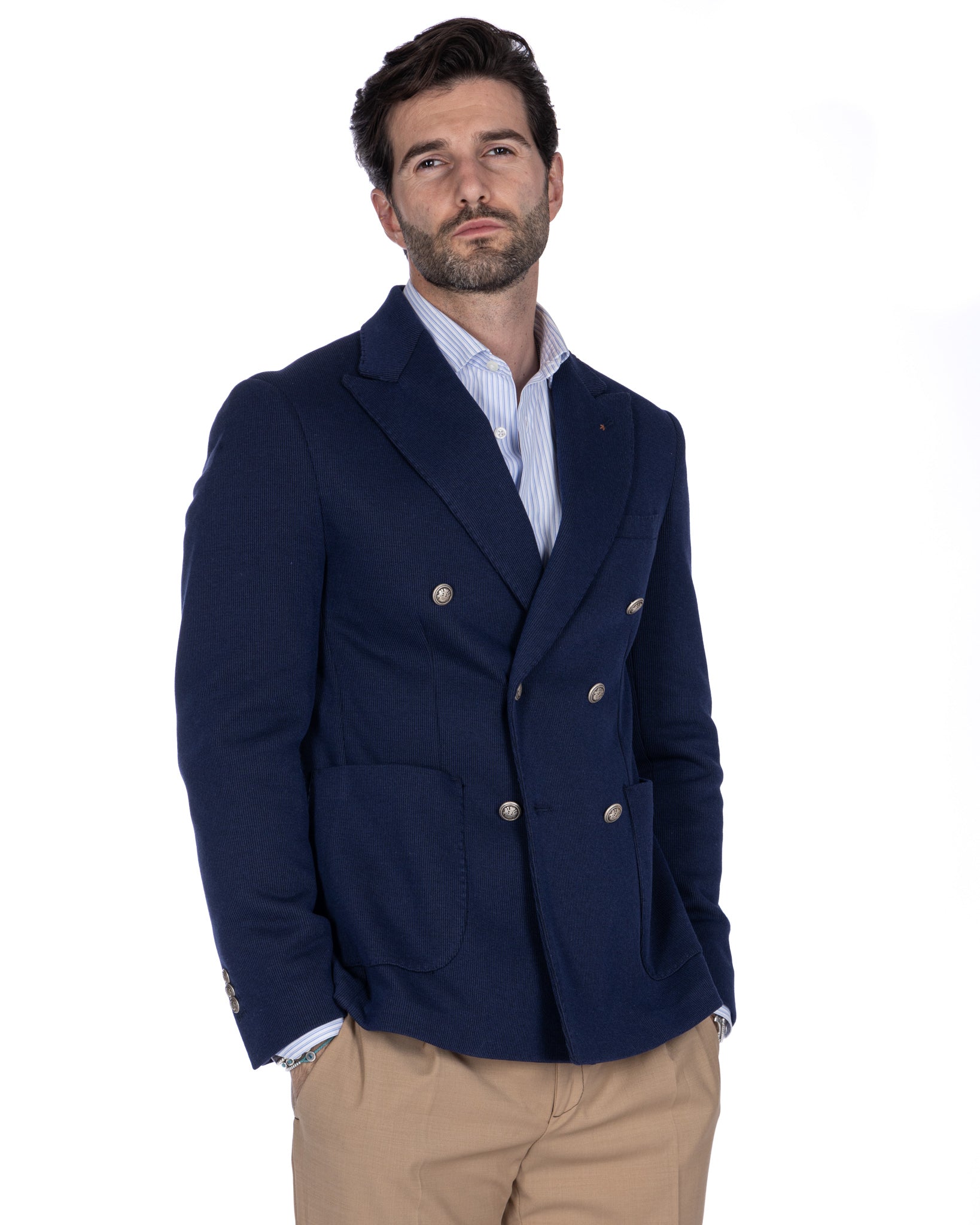 Adolfo - blue double-breasted jersey jacket