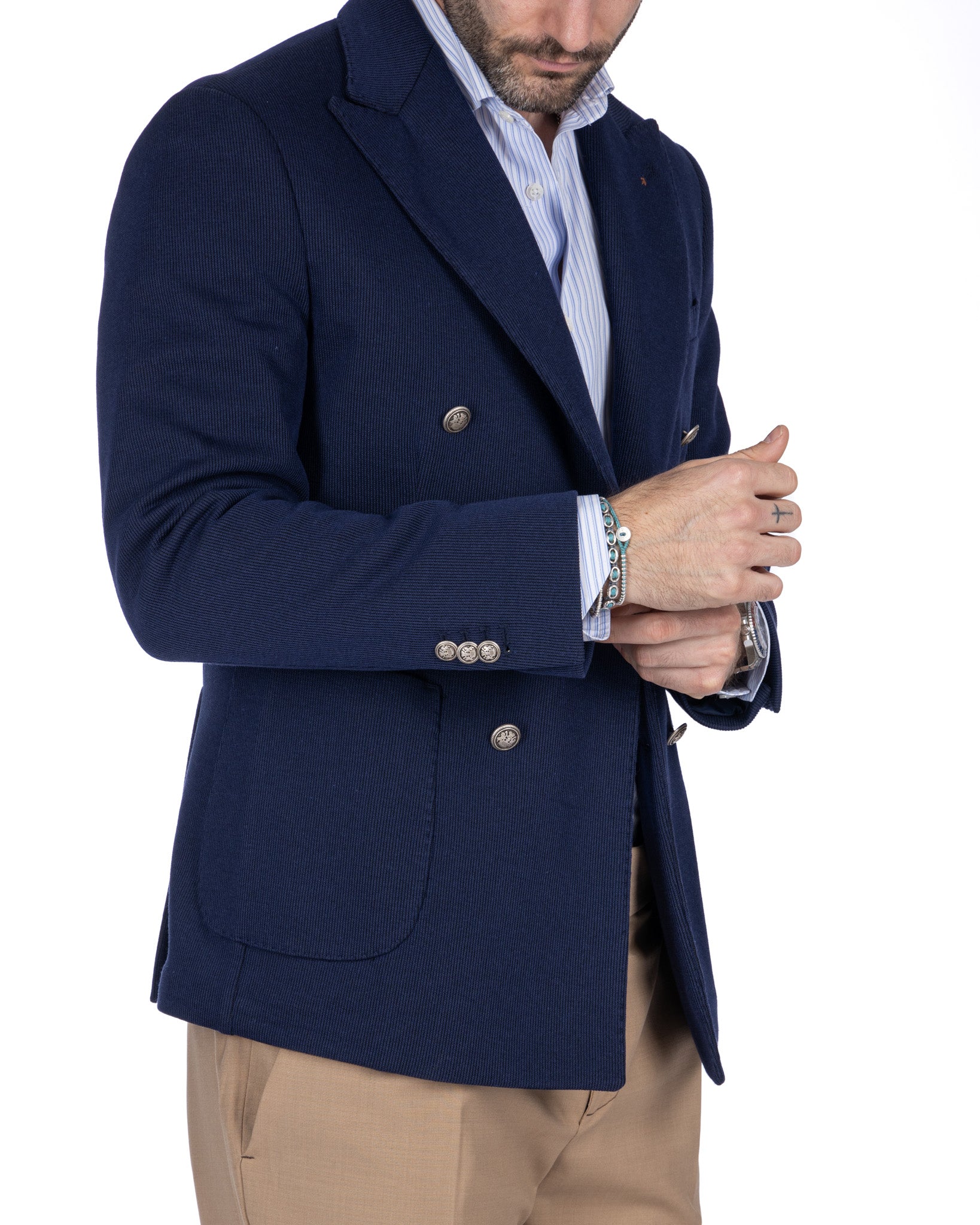 Adolfo - blue double-breasted jersey jacket