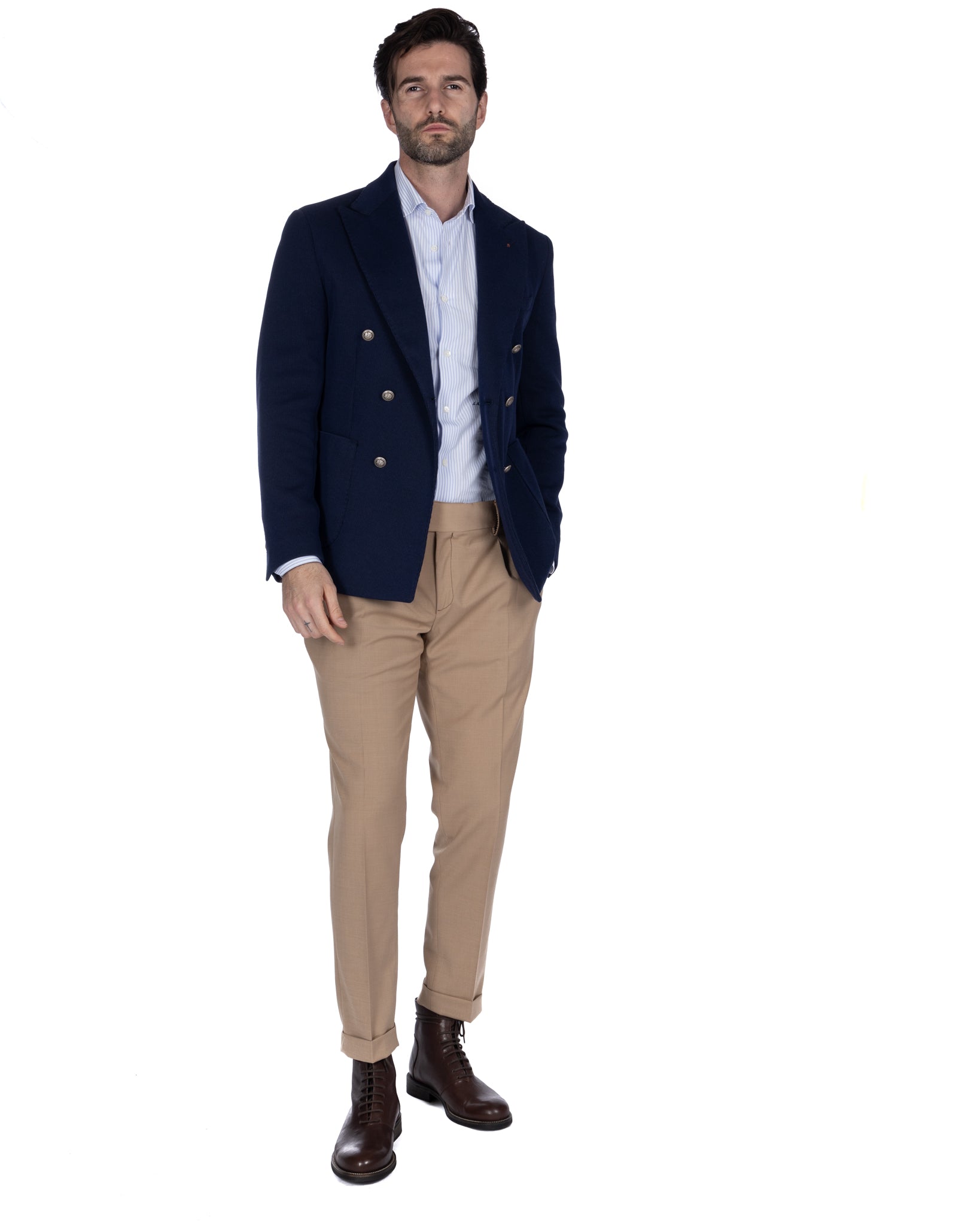 Adolfo - blue double-breasted jersey jacket