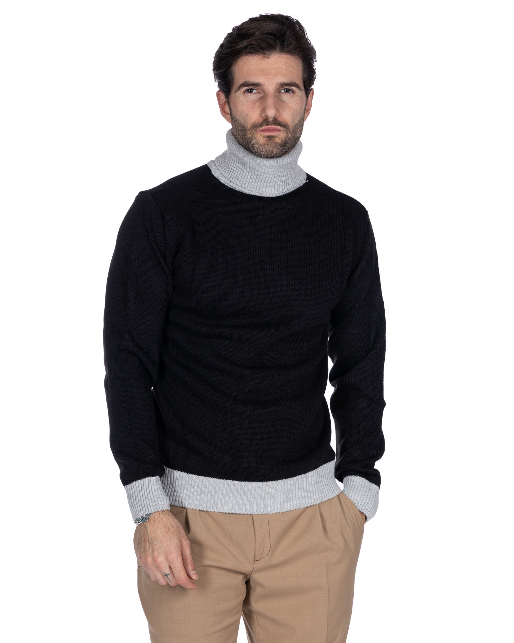 Tom - black and gray turtleneck