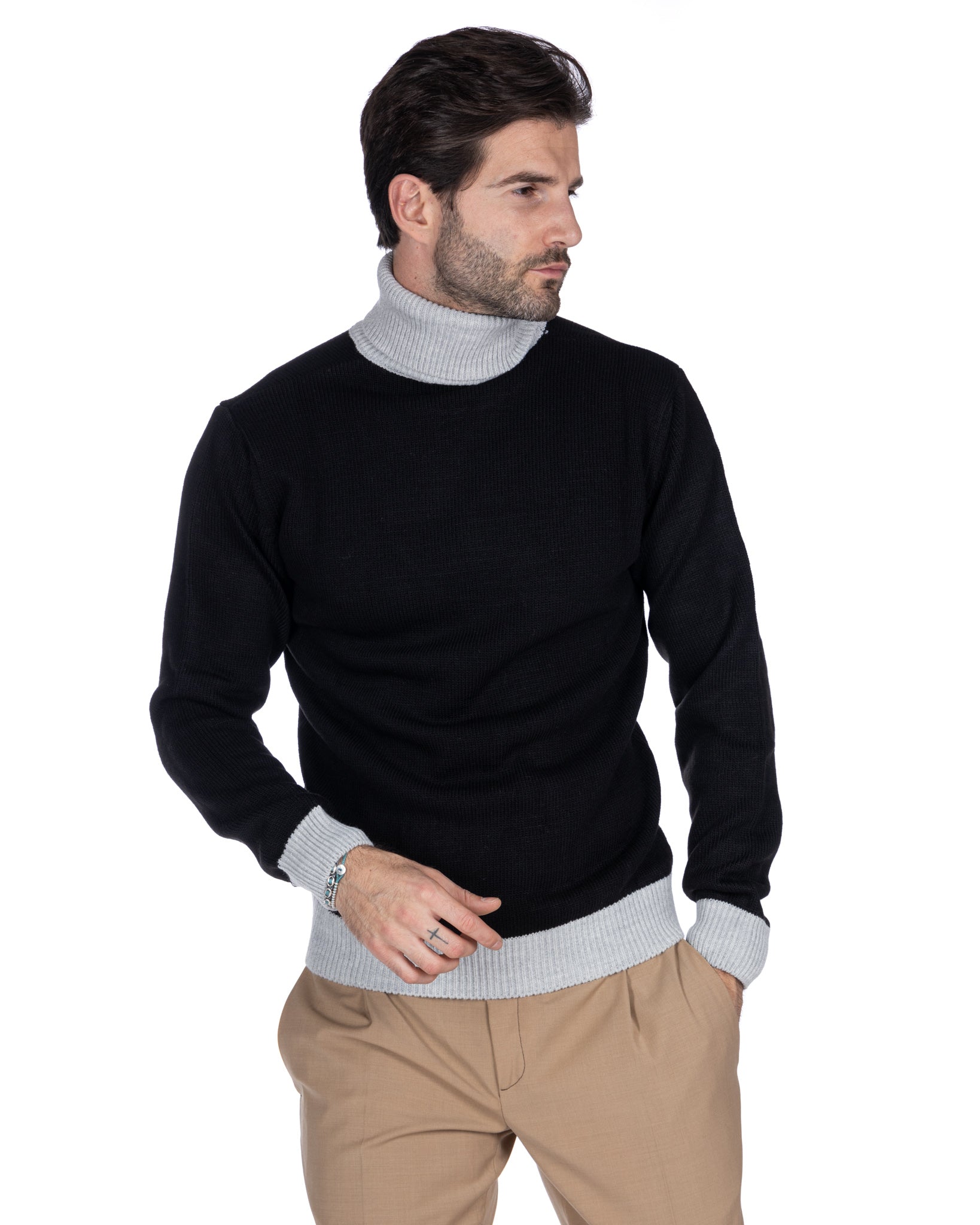 Tom - black and gray turtleneck
