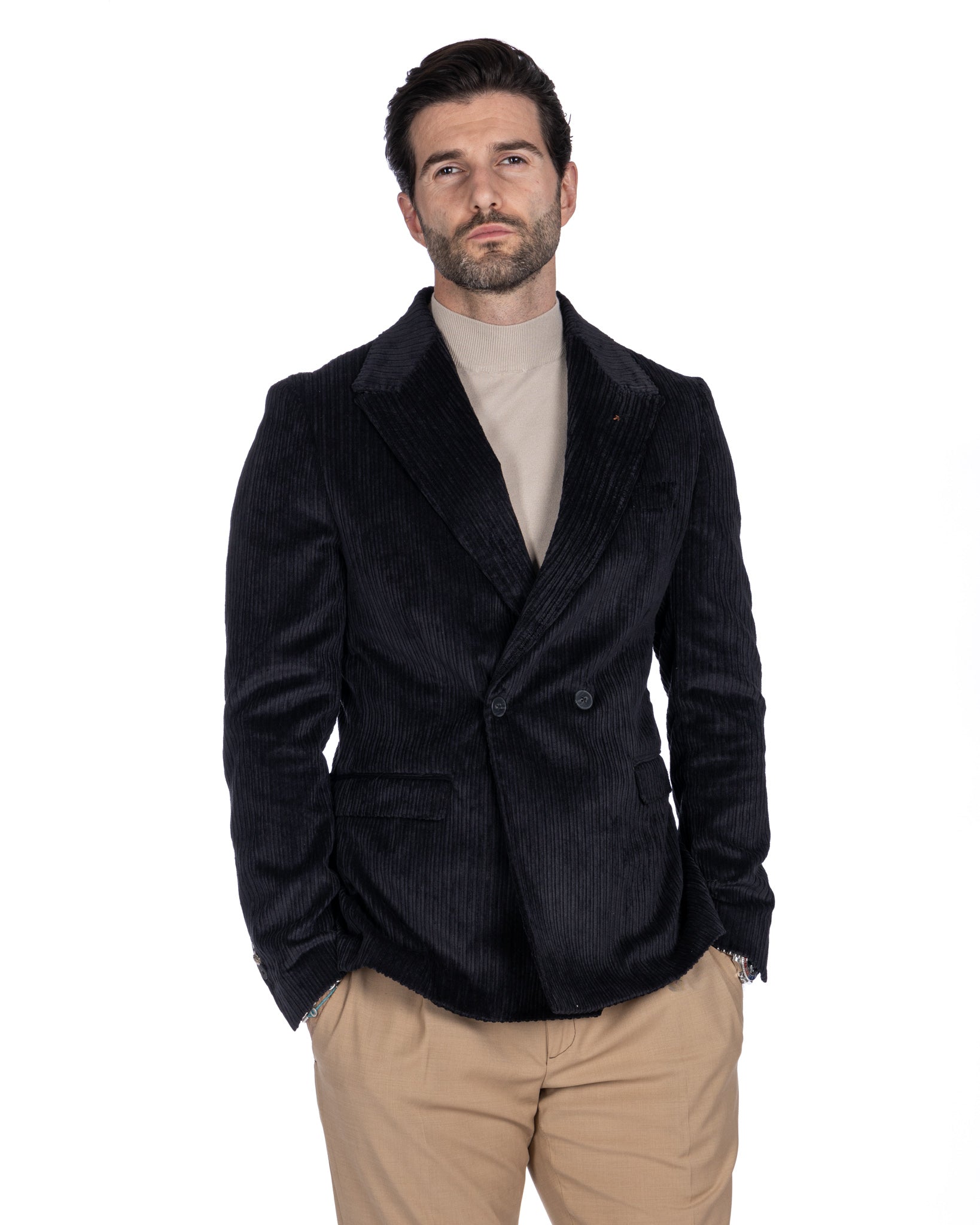 Renè - two-button black velvet jacket