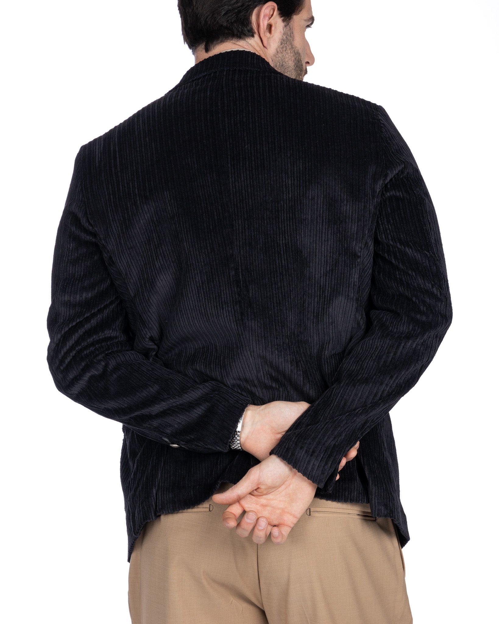 Renè - two-button black velvet jacket