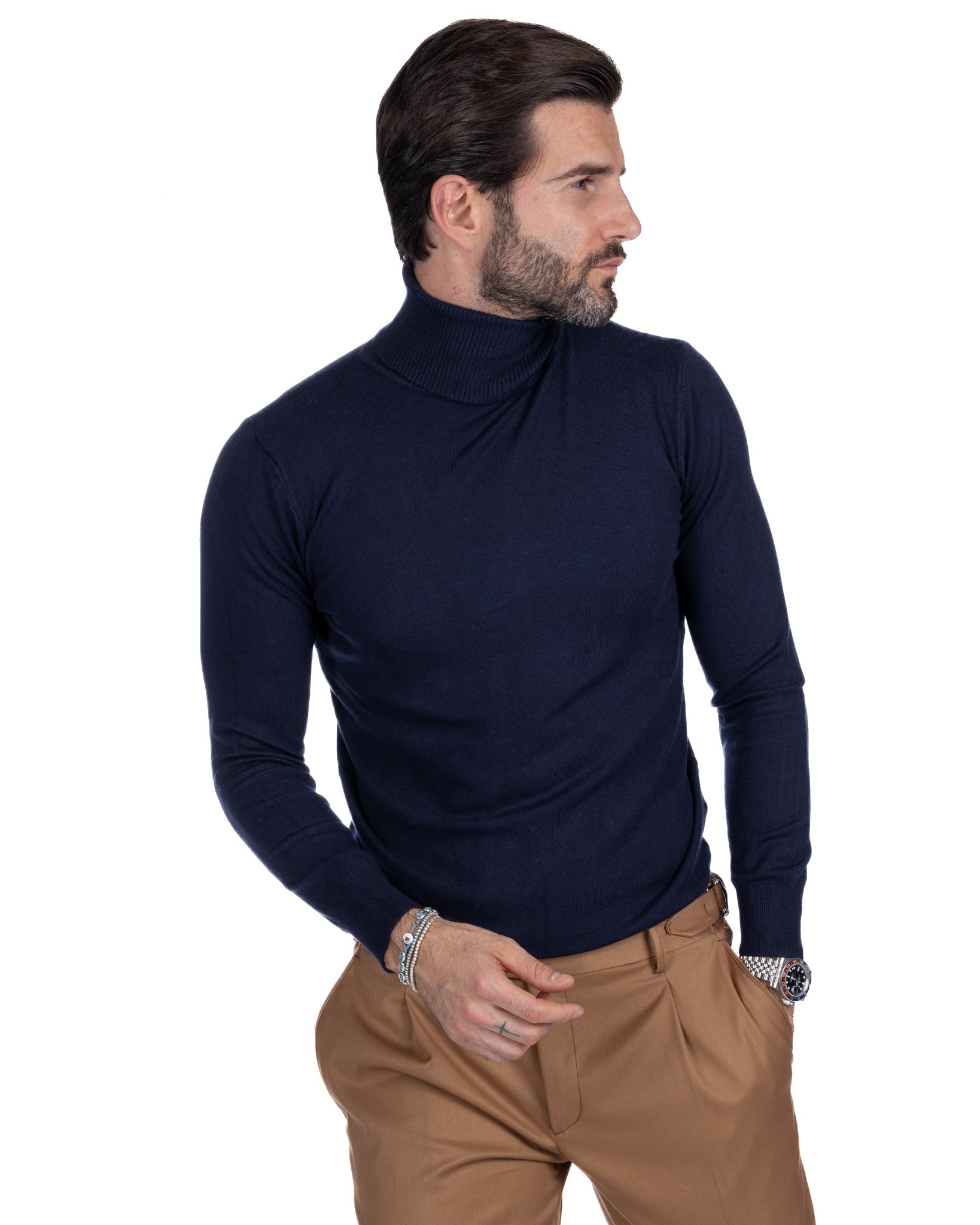Basic blue turtleneck