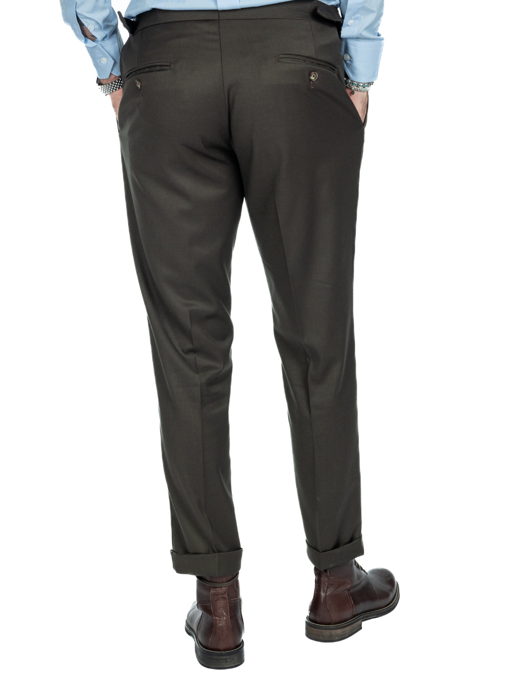 Otranto - green trousers with buckles and pleats