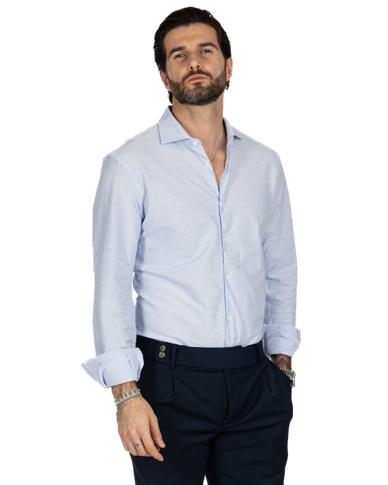 Chemise bleu clair - coupe slim en jersey
