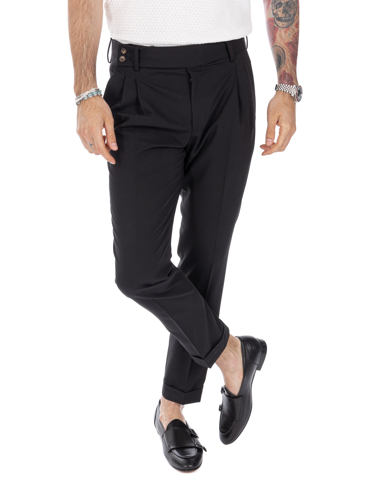 Caprera - pantalon taille haute noir