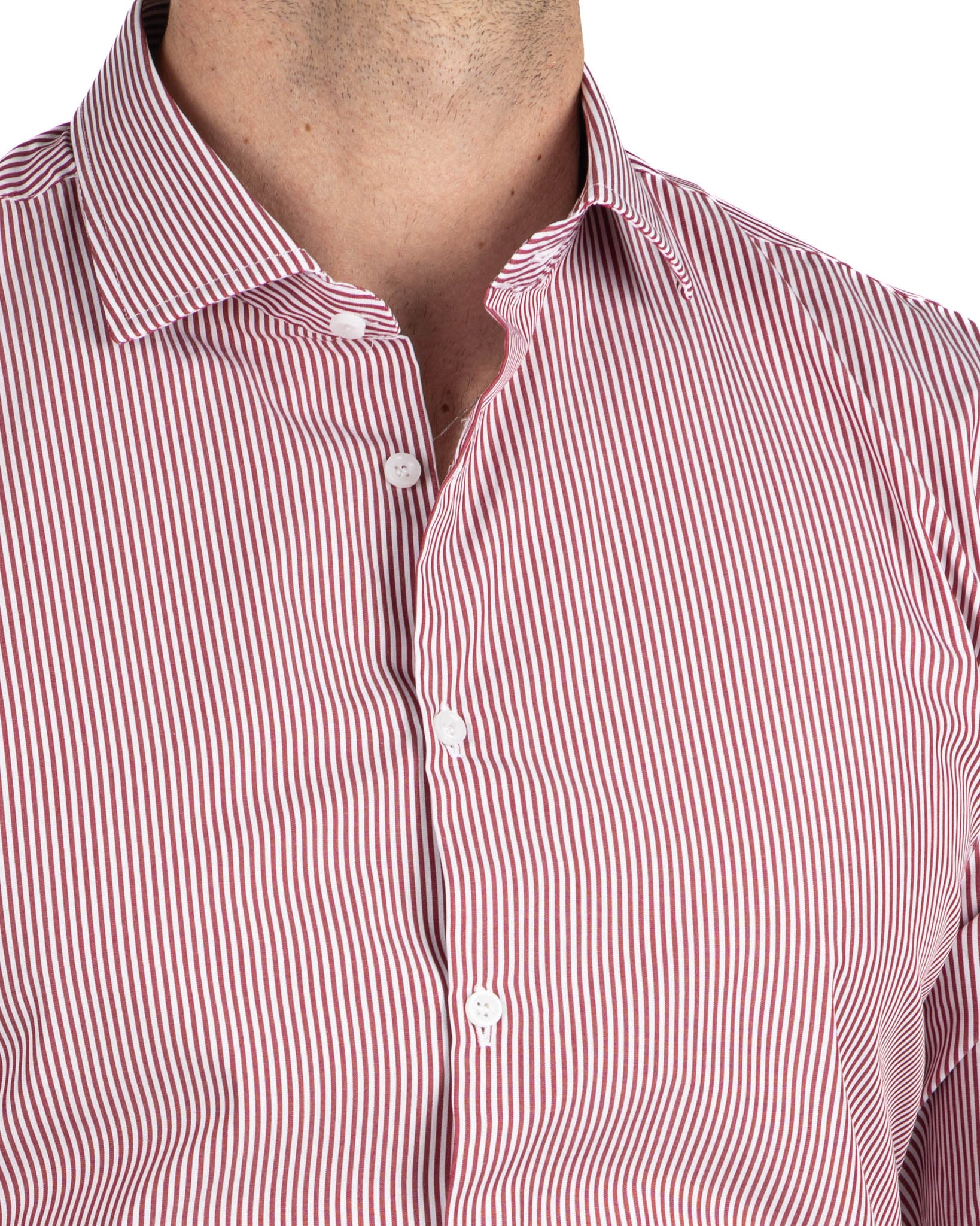 Chemise - slim fit stripe burgundy