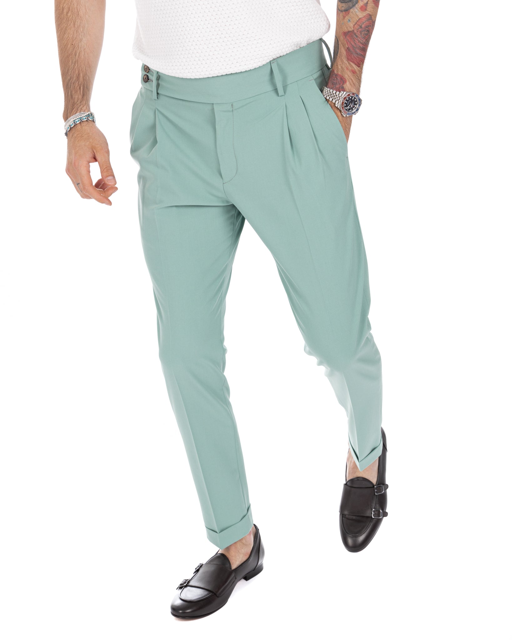 Caprera - turquoise high waisted trousers